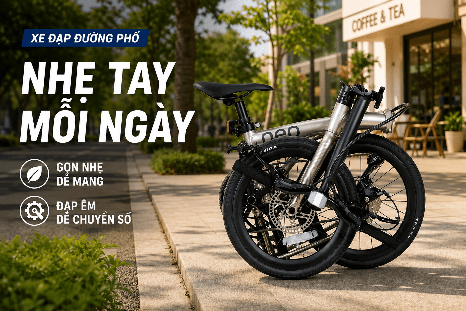 Xe đạp gấp Java NEO 9S 16 inch - Titanium Màu Bạc