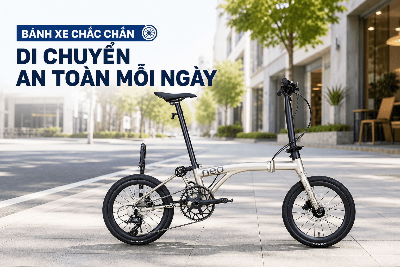 Xe đạp gấp Java NEO 9S 16 inch - Titanium Màu Bạc