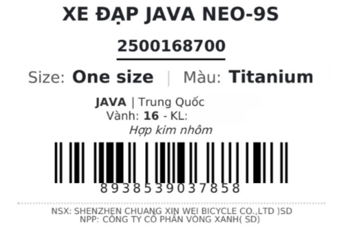 Xe đạp gấp Java NEO 9S 16 inch - Titanium Màu Bạc