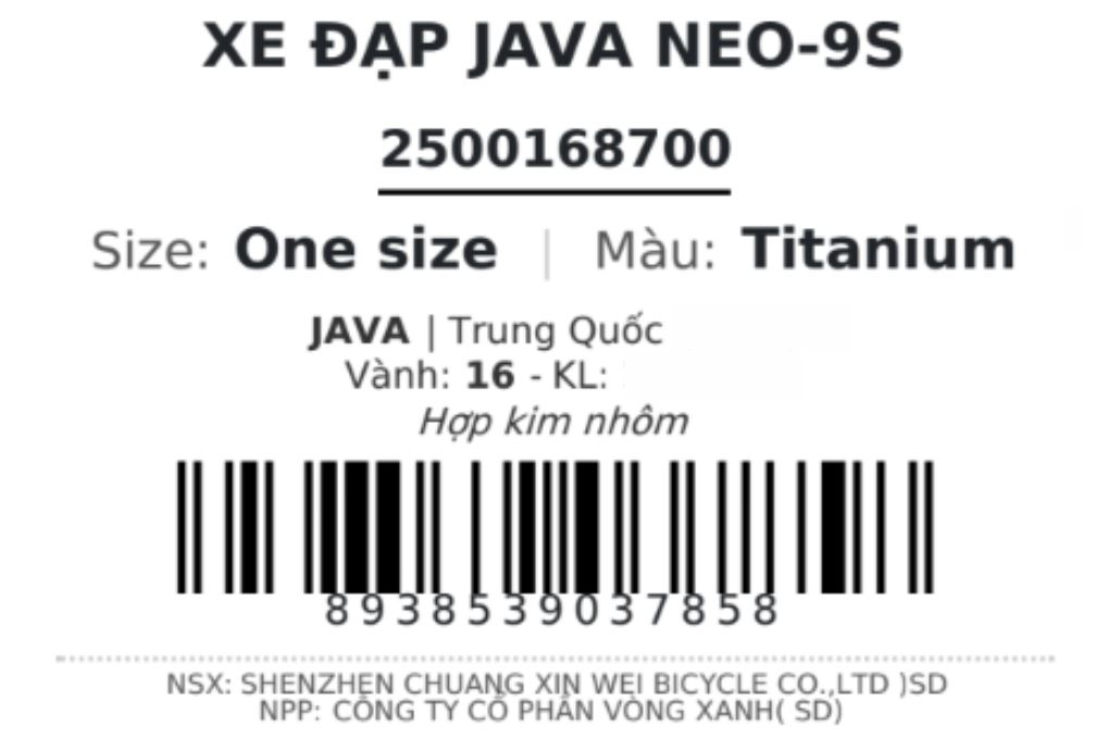 Xe đạp gấp Java NEO 9S 16 inch - Titanium Màu Bạc