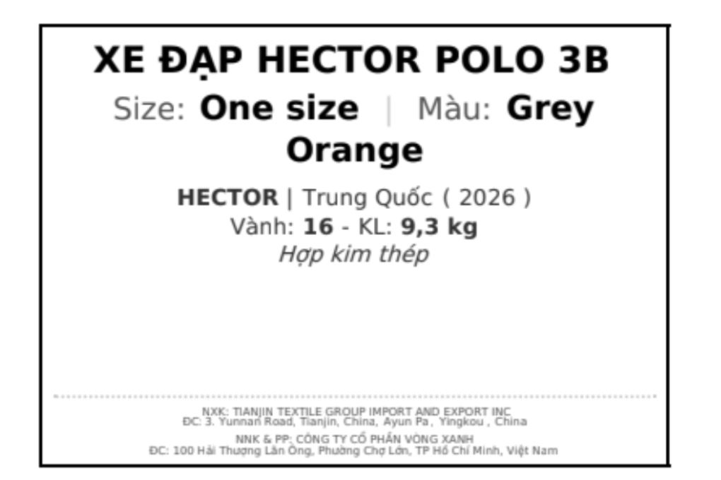 Xe đạp trẻ em nam Hector Polo 3B 16 inch Xám Cam Màu Xám