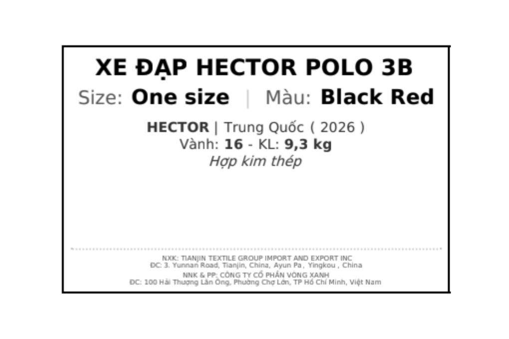 Xe đạp trẻ em nam Hector Polo 3B 16 inch Đen Đỏ Màu Đen - Đỏ