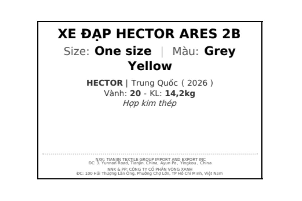 Xe đạp trẻ em nam Hector Ares 2B 20 inch Xám Vàng Màu Xám/Vàng