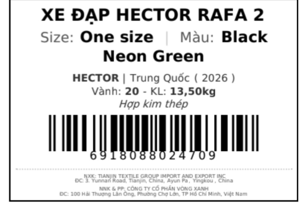 Xe đạp trẻ em nam Hector Rafa 2 20 inch Đen Xanh Màu Đen Xanh