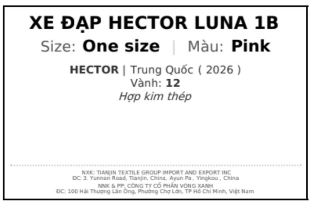 Xe đạp trẻ em nữ Hector Luna 1B 12 inch Hồng Màu Hồng