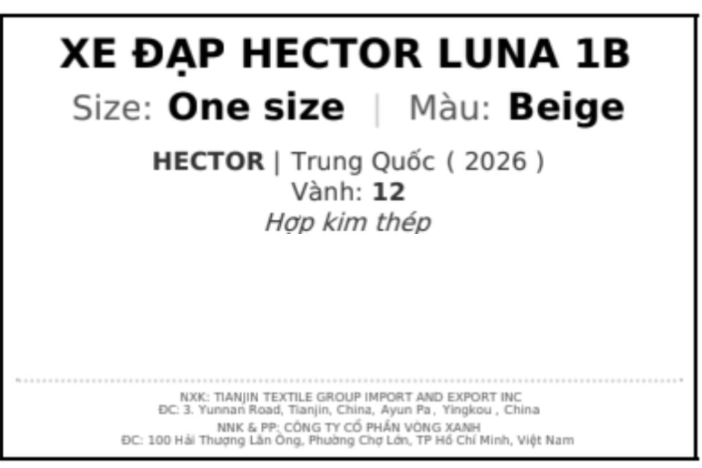 Xe đạp trẻ em nữ Hector Luna 1B 12 inch Kem Màu Kem