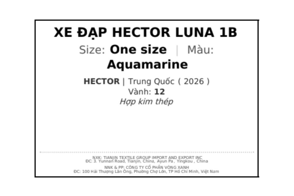 Xe đạp trẻ em nữ Hector Luna 1B 12 inch Xanh Ngọc Màu Xanh ngọc