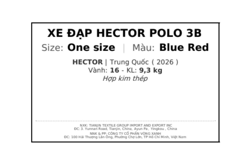 Xe đạp trẻ em nam Hector Polo 3B 16 inch Xanh Đỏ Màu Xanh Dương