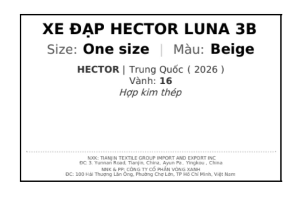 Xe đạp trẻ em nữ Hector Luna 3B 16 inch Kem Màu Kem