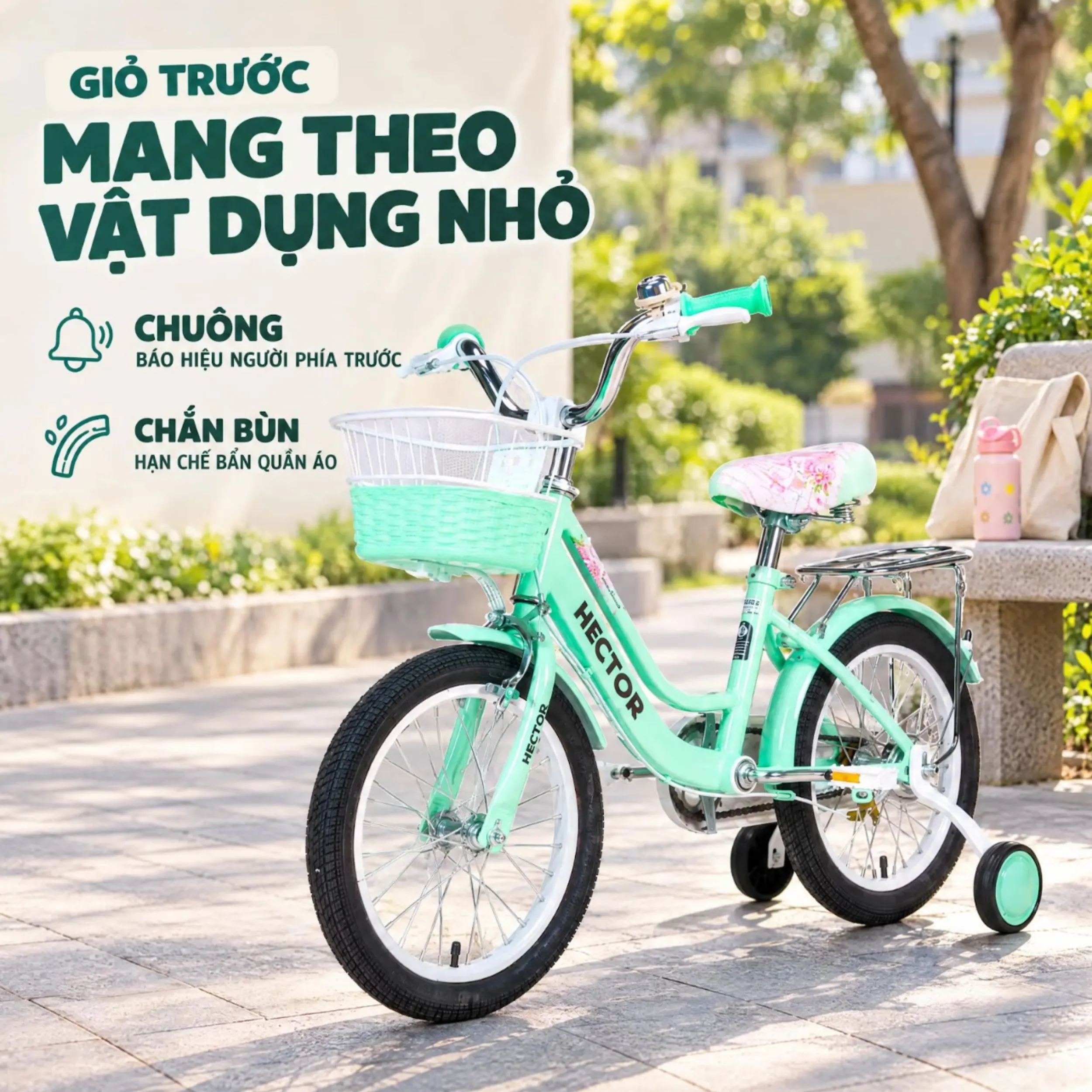 Xe đạp trẻ em nữ Hector Luna 3B 16 inch Xanh Ngọc Màu Xanh ngọc