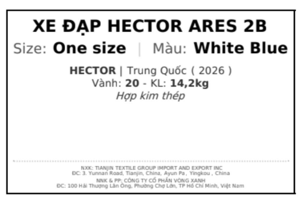 Xe đạp trẻ em nam Hector Ares 2B 20 inch Trắng Xanh Dương Màu Trắng