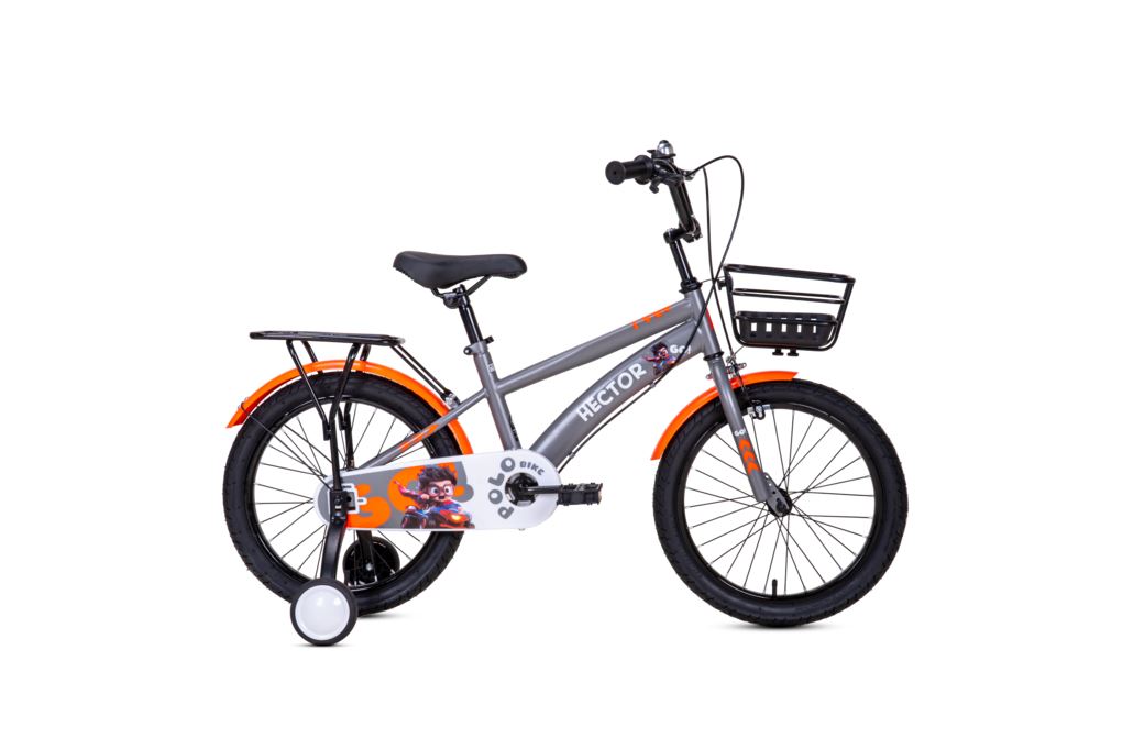 Xe Đạp Trẻ Em Nam HECTOR POLO 4B 18 INCH Xám Cam Màu Xám