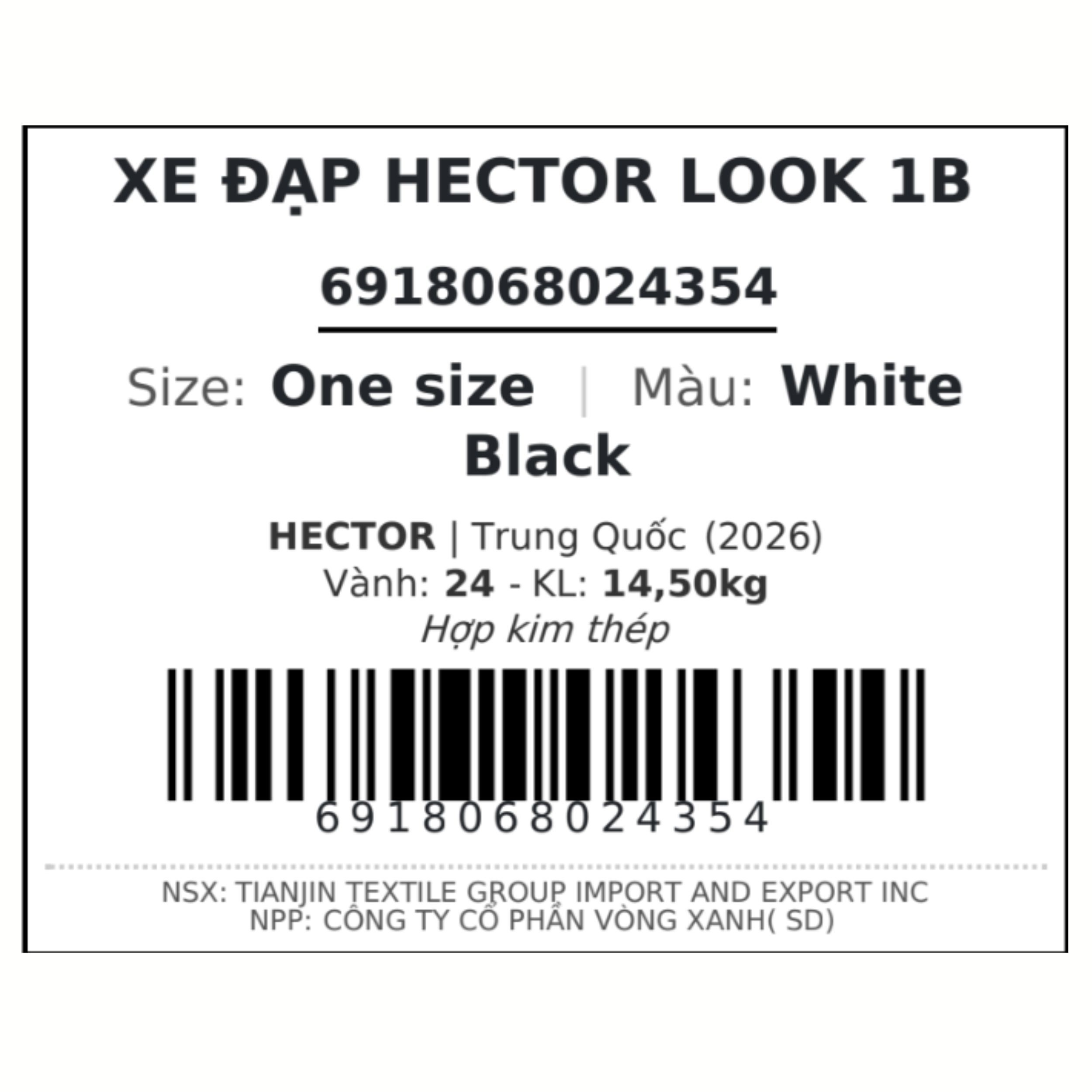 Xe Đạp Địa Hình HECTOR LOOK 1B 24 INCH Trắng Màu Trắng