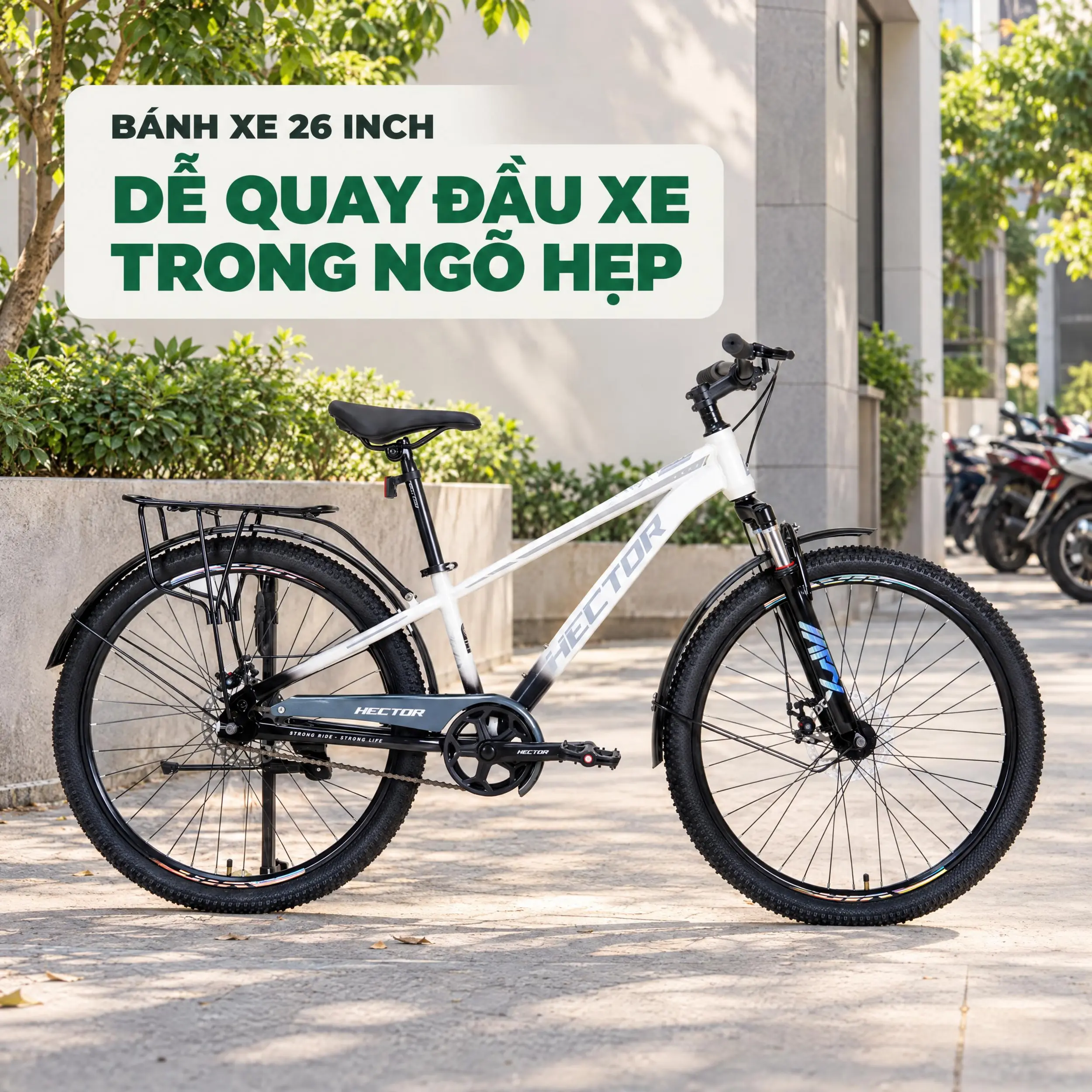 Xe Đạp Địa Hình HECTOR LOOK 2B 26 INCH Trắng Màu Trắng