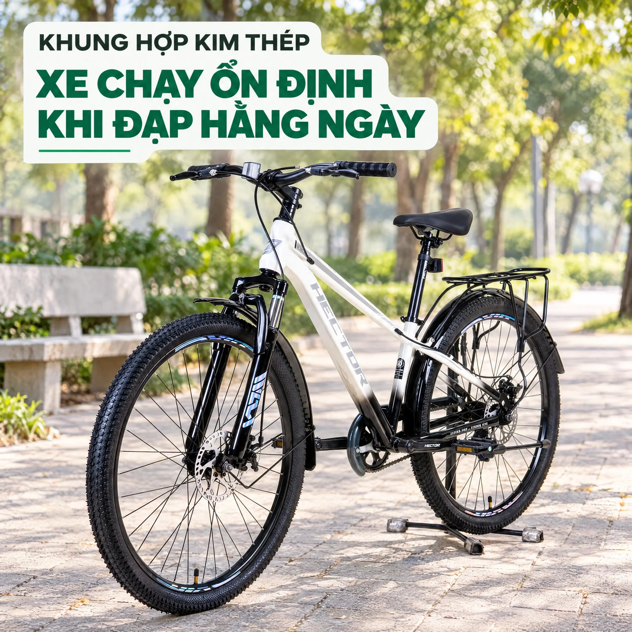 Xe Đạp Địa Hình HECTOR LOOK 2B 26 INCH Trắng Màu Trắng