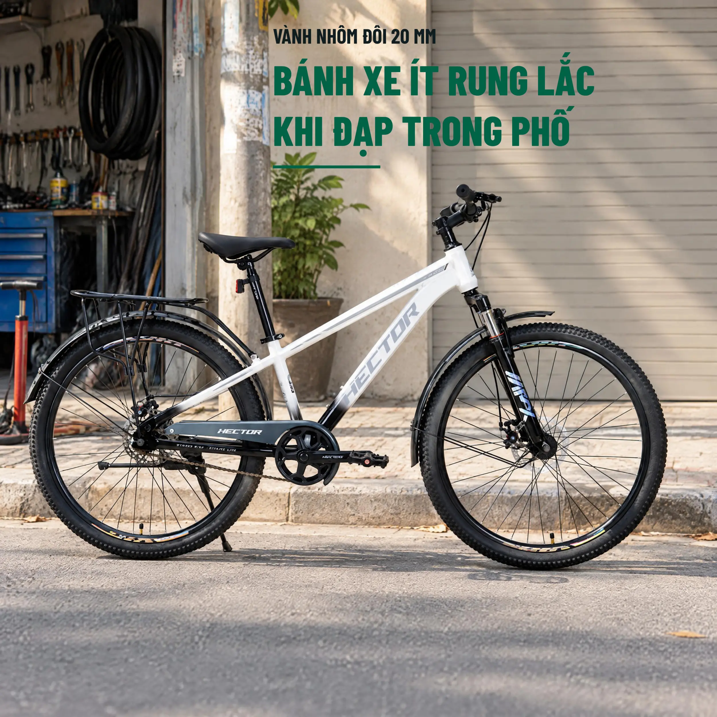 Xe Đạp Địa Hình HECTOR LOOK 2B 26 INCH Trắng Màu Trắng