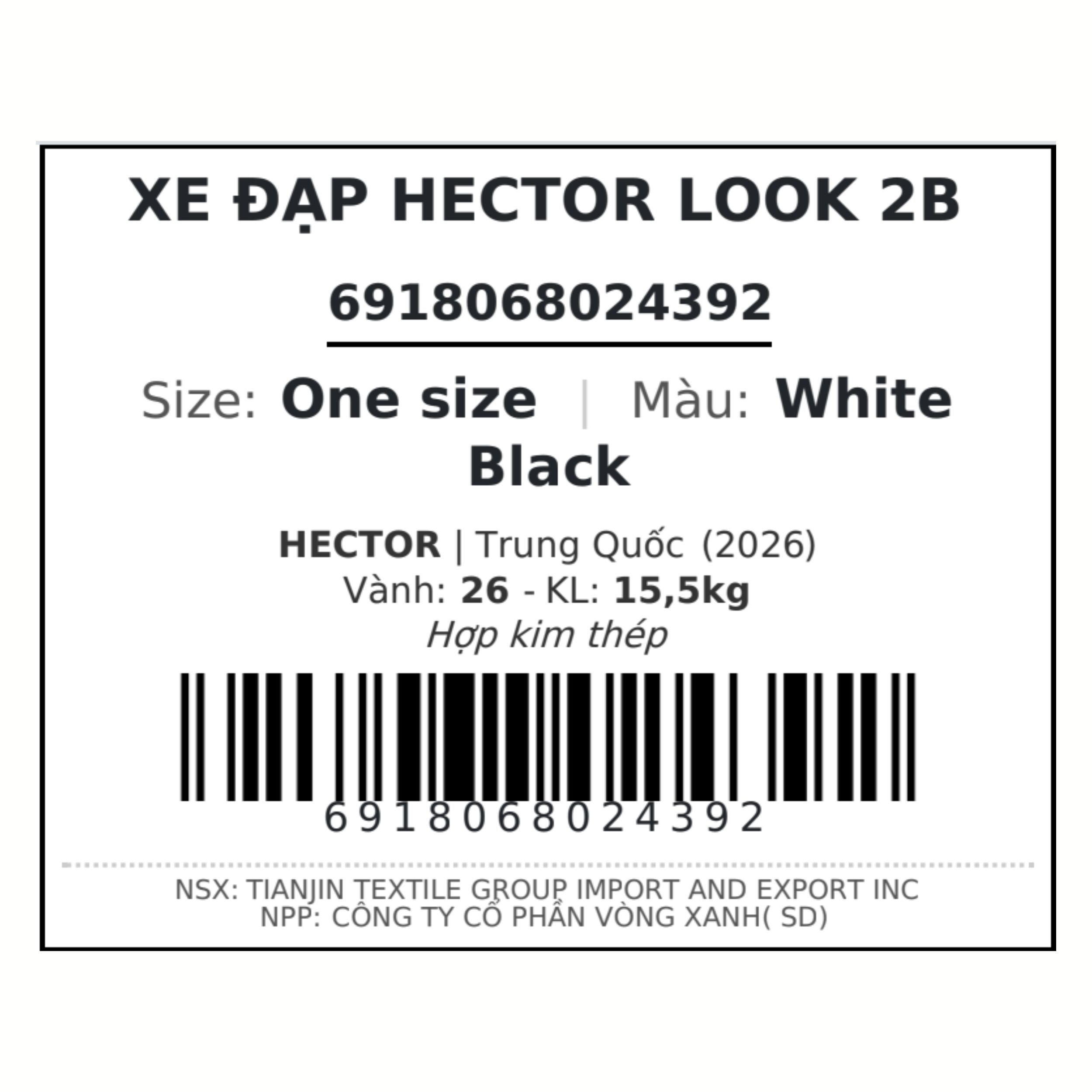 Xe Đạp Địa Hình HECTOR LOOK 2B 26 INCH Trắng Màu Trắng