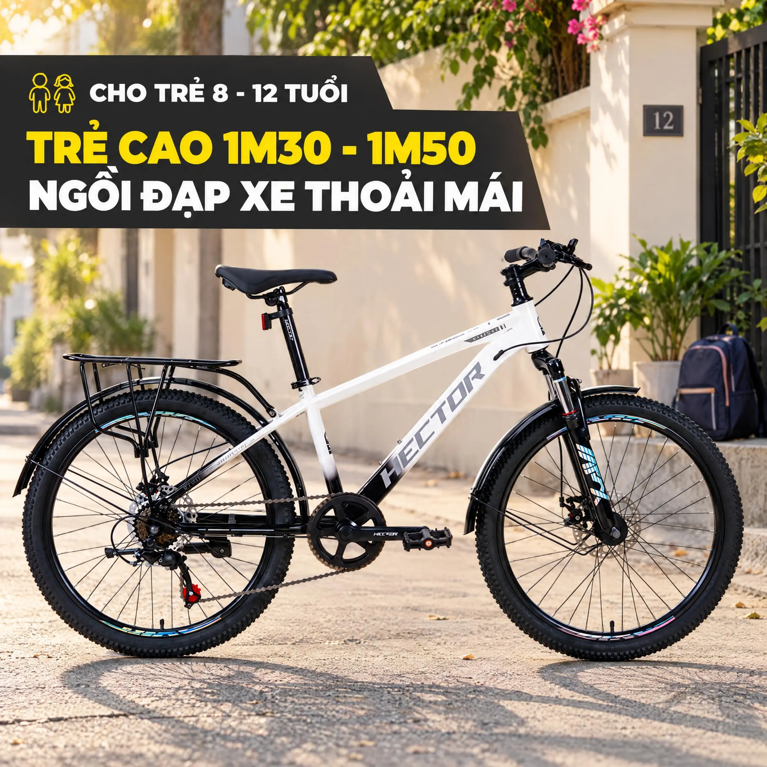 Xe Đạp Địa Hình HECTOR STRONG 1B 24 INCH Trắng Màu Trắng