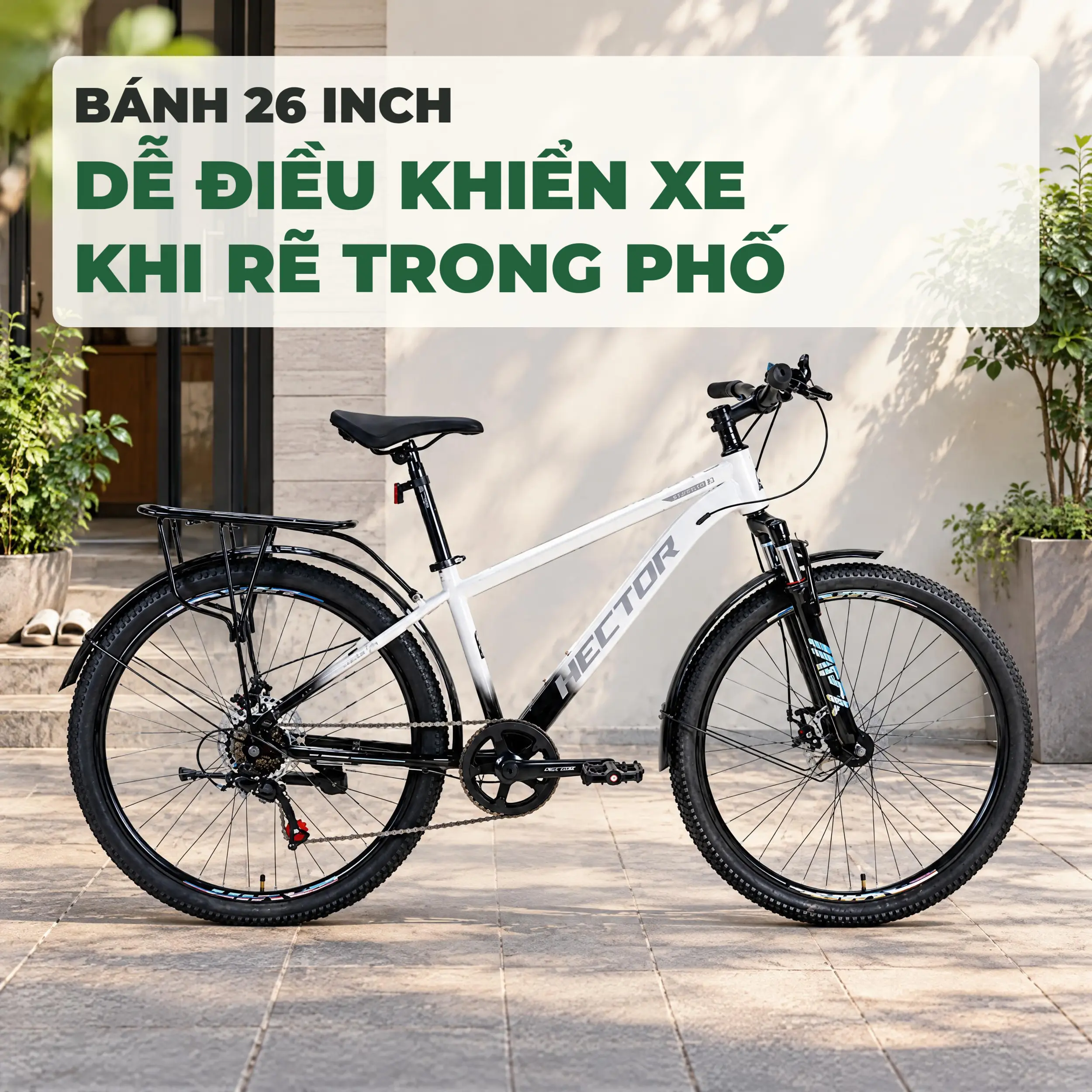 Xe Đạp Địa Hình HECTOR STRONG 2B 26 INCH Trắng Màu Trắng