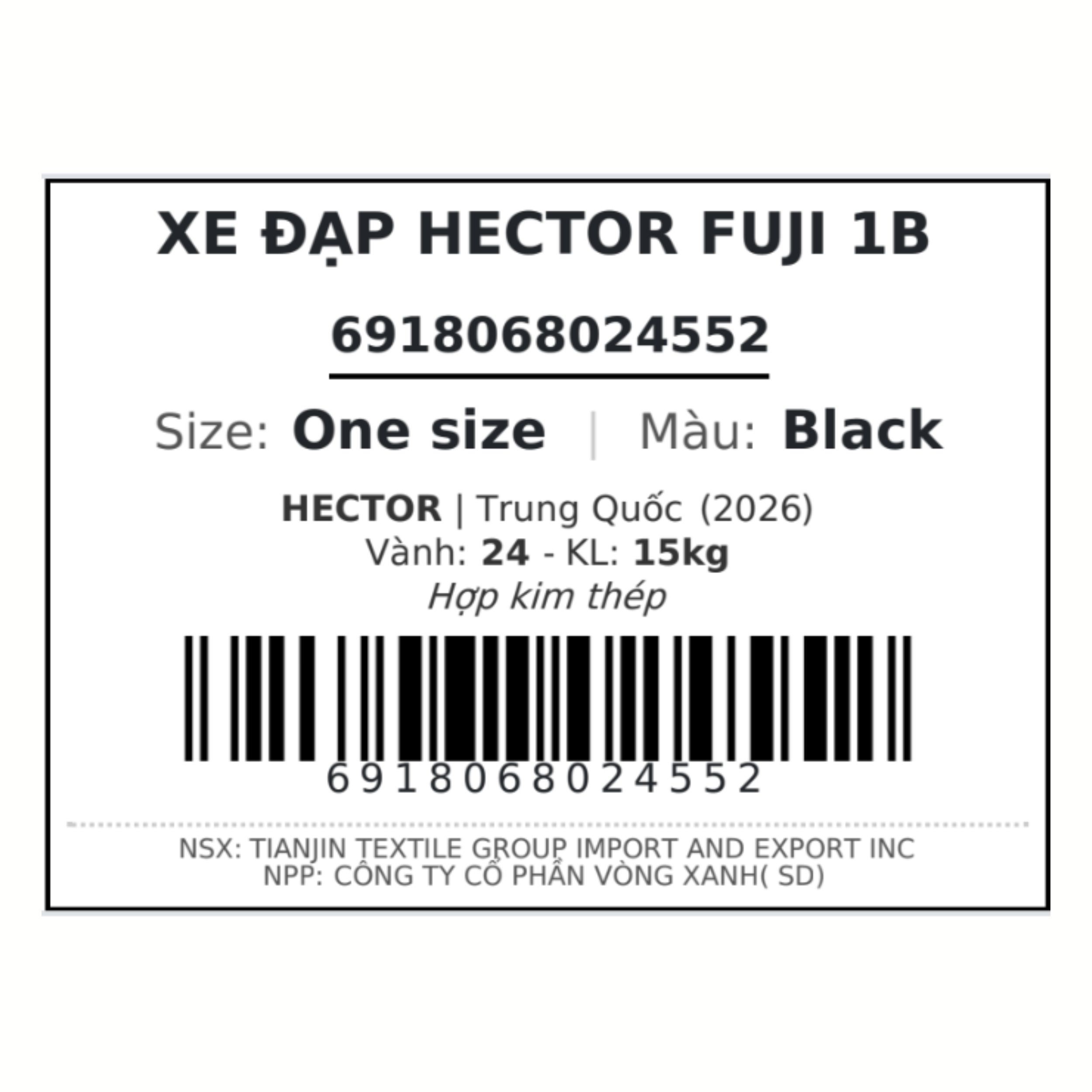 Xe Đạp Địa Hình HECTOR FUJI 1B 24 INCH Đen Màu Đen