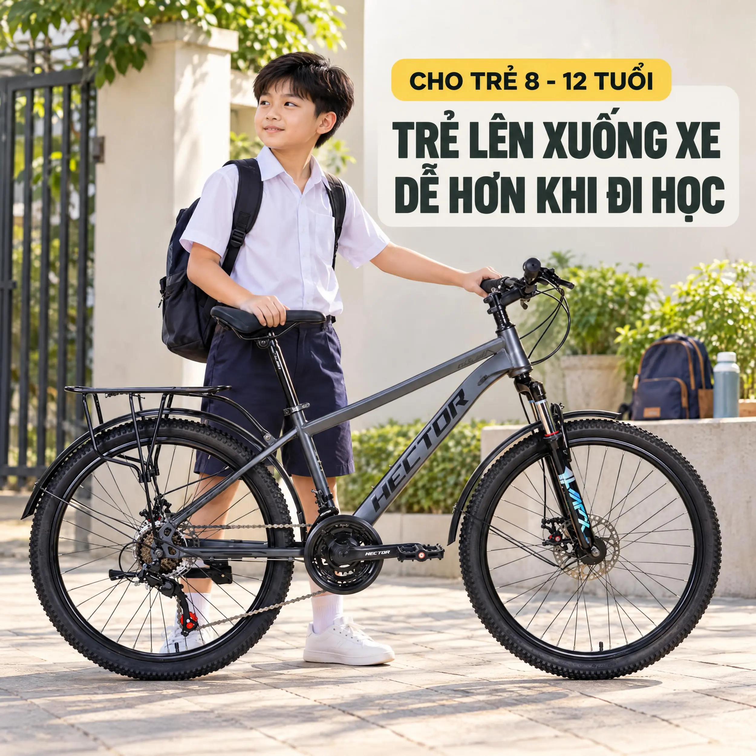 Xe Đạp Địa Hình HECTOR FUJI 1B 24 INCH Xám đậm Màu Xám