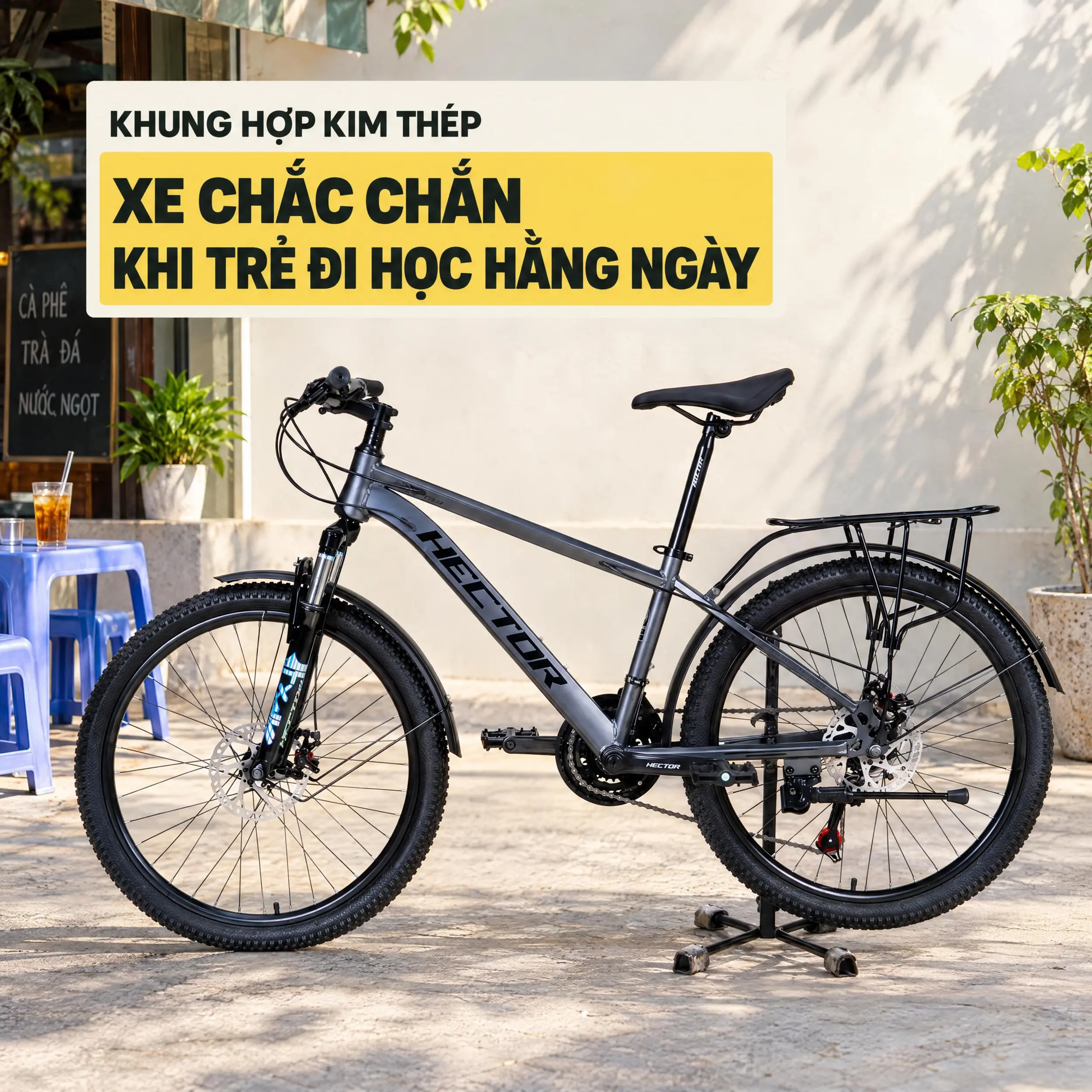 Xe Đạp Địa Hình HECTOR FUJI 1B 24 INCH Xám đậm Màu Xám