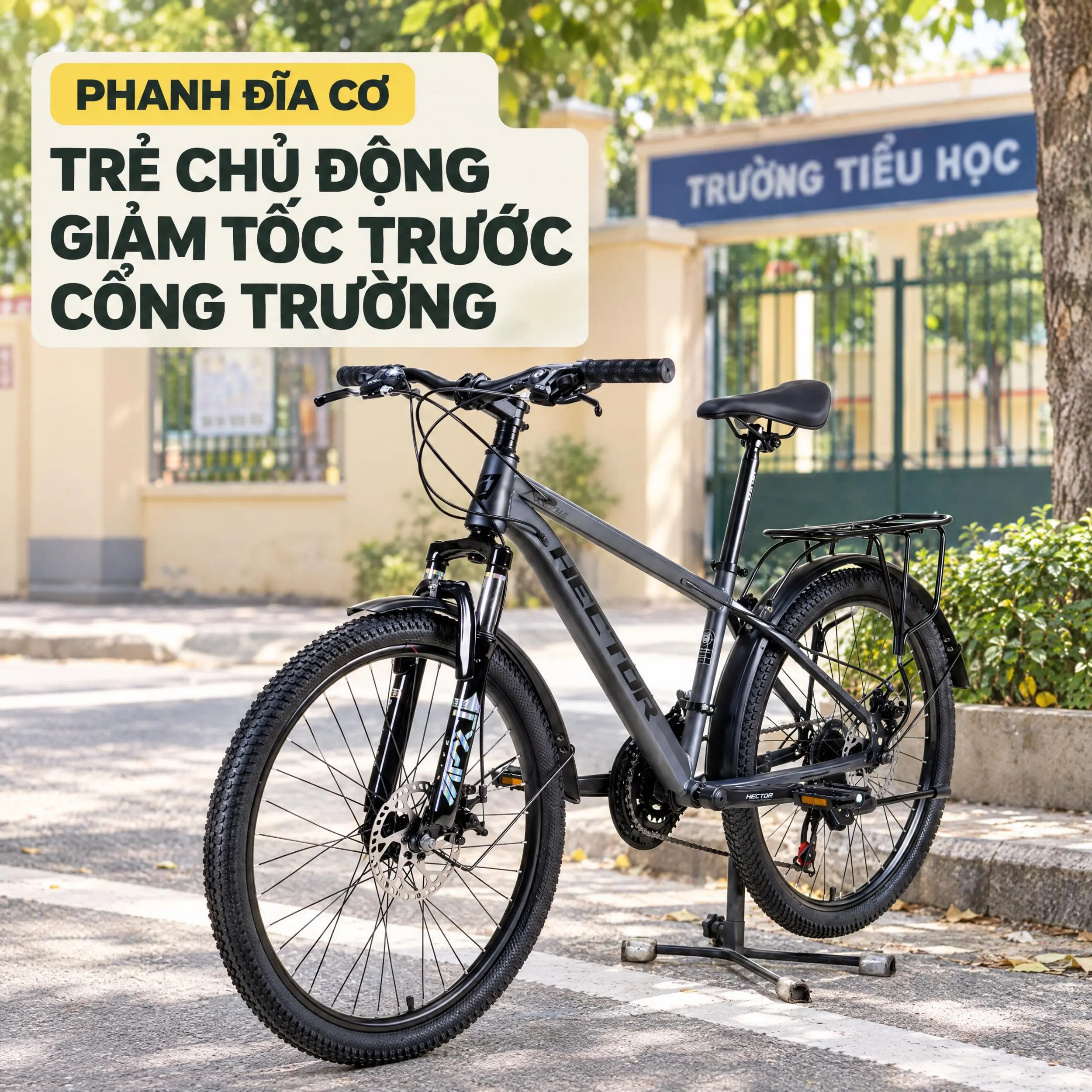 Xe Đạp Địa Hình HECTOR FUJI 1B 24 INCH Xám đậm Màu Xám