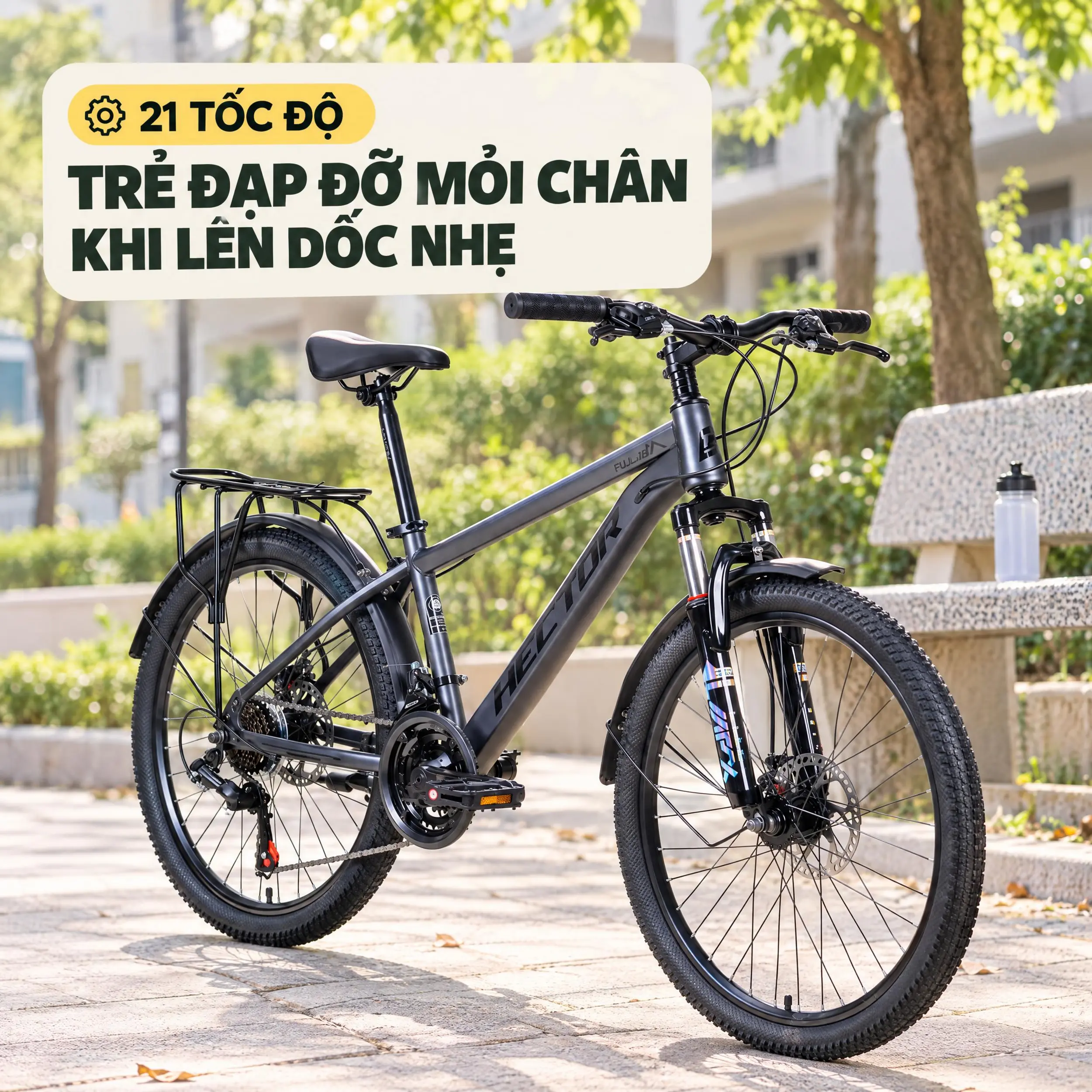 Xe Đạp Địa Hình HECTOR FUJI 1B 24 INCH Xám đậm Màu Xám