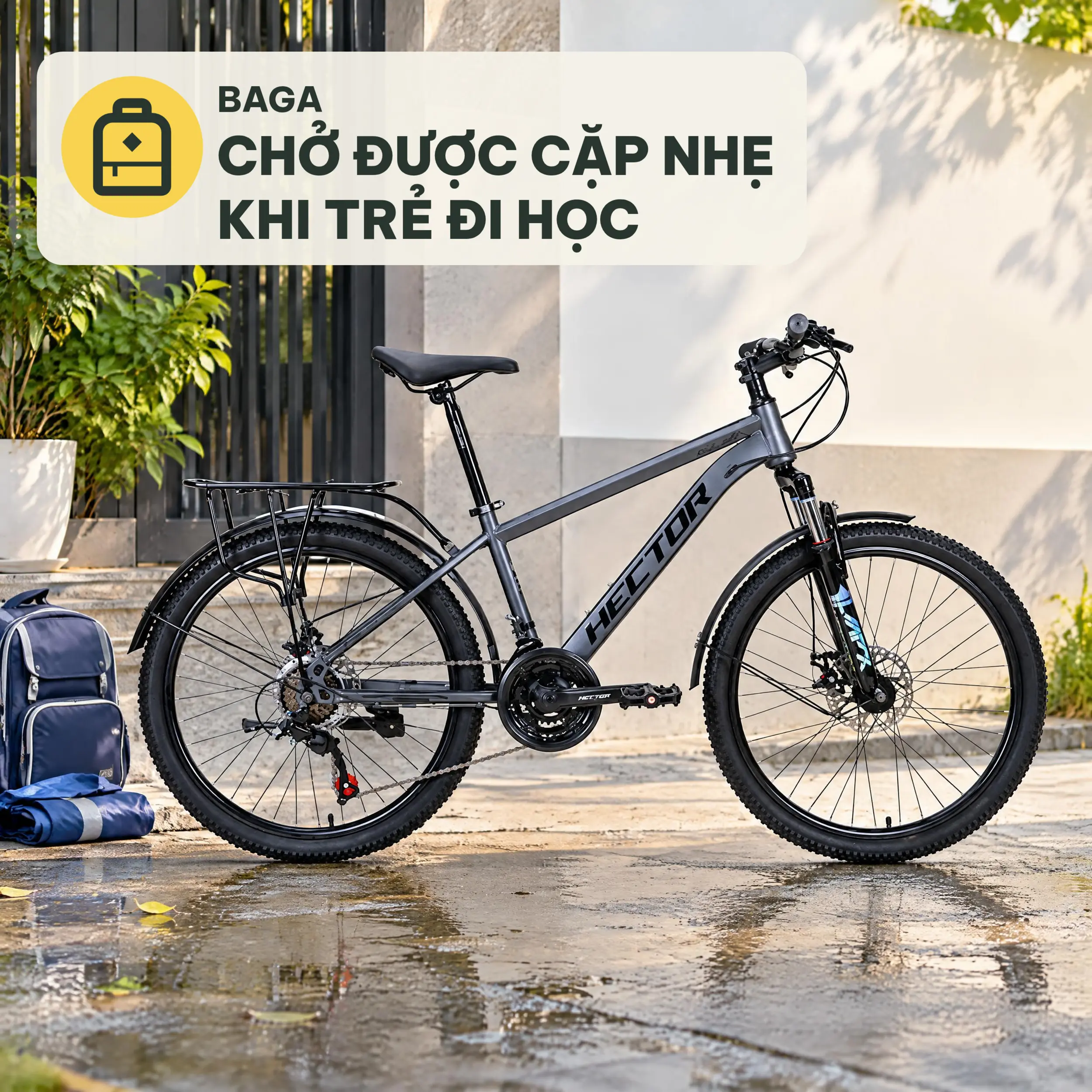 Xe Đạp Địa Hình HECTOR FUJI 1B 24 INCH Xám đậm Màu Xám