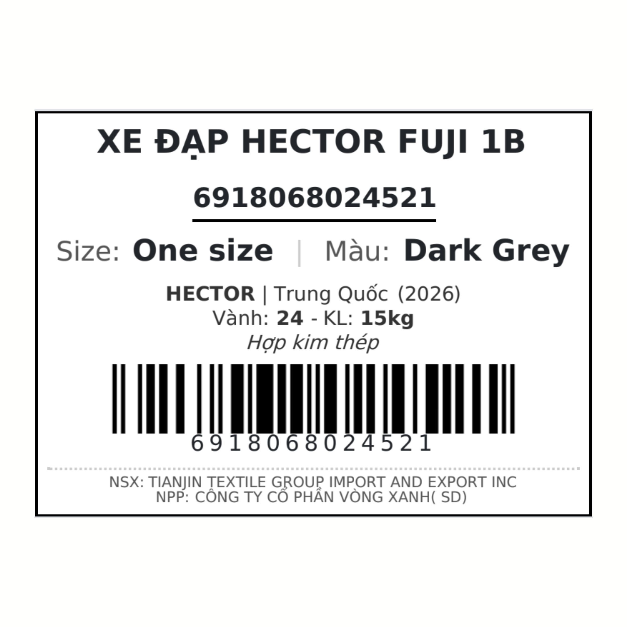 Xe Đạp Địa Hình HECTOR FUJI 1B 24 INCH Xám đậm Màu Xám
