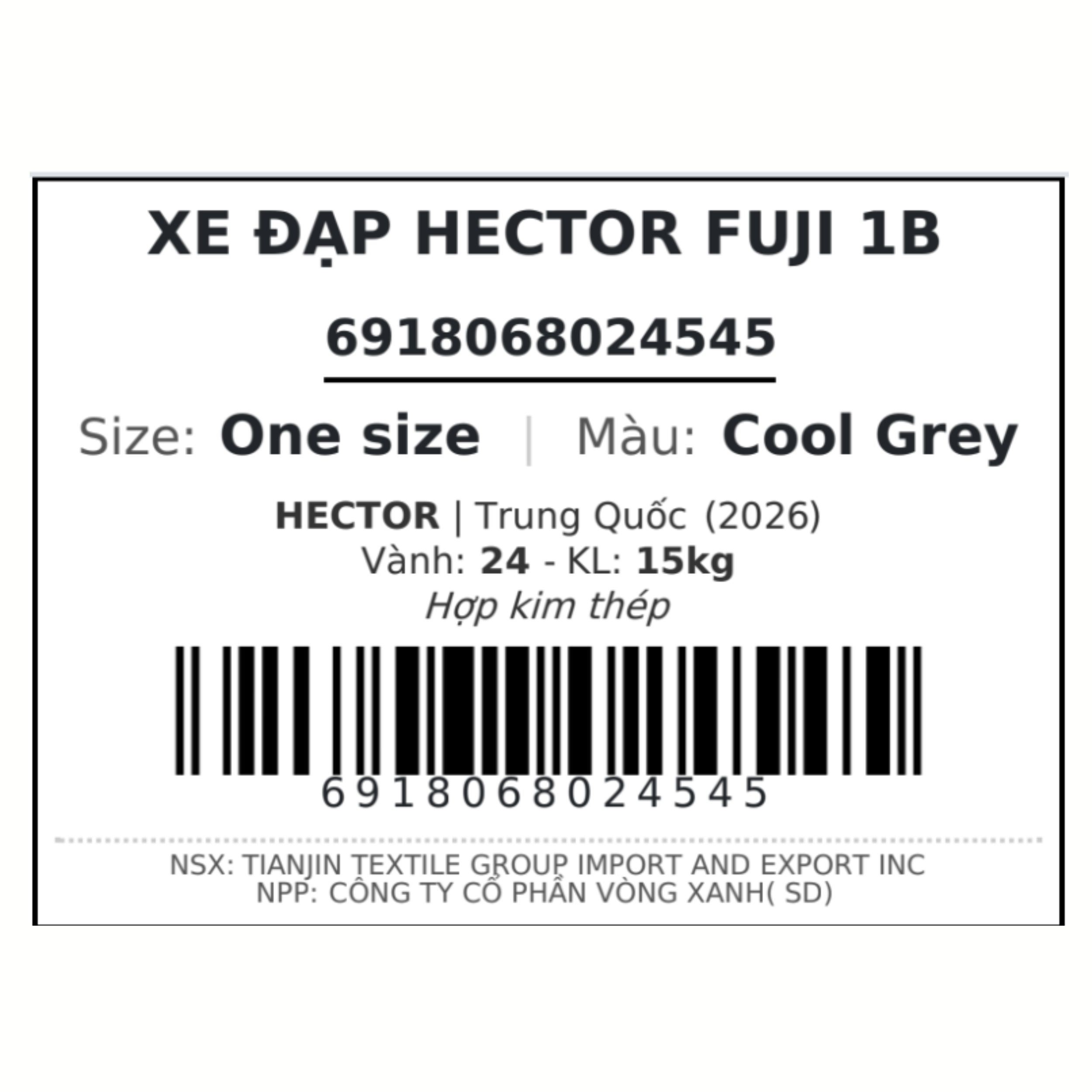 Xe Đạp Địa Hình HECTOR FUJI 1B 24 INCH Xám nhạt Màu Xám