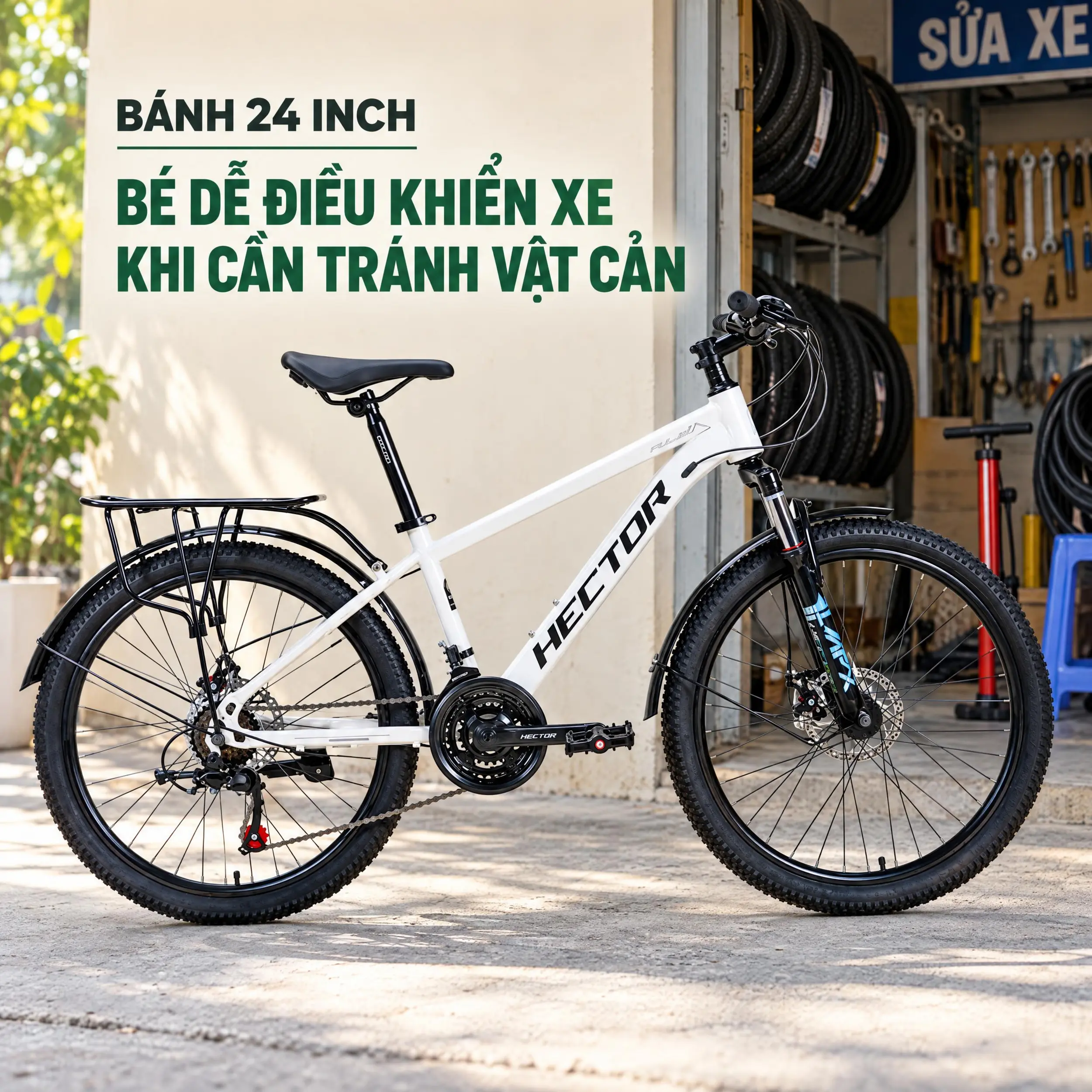Xe Đạp Địa Hình HECTOR FUJI 1B 24 INCH Trắng Màu Trắng