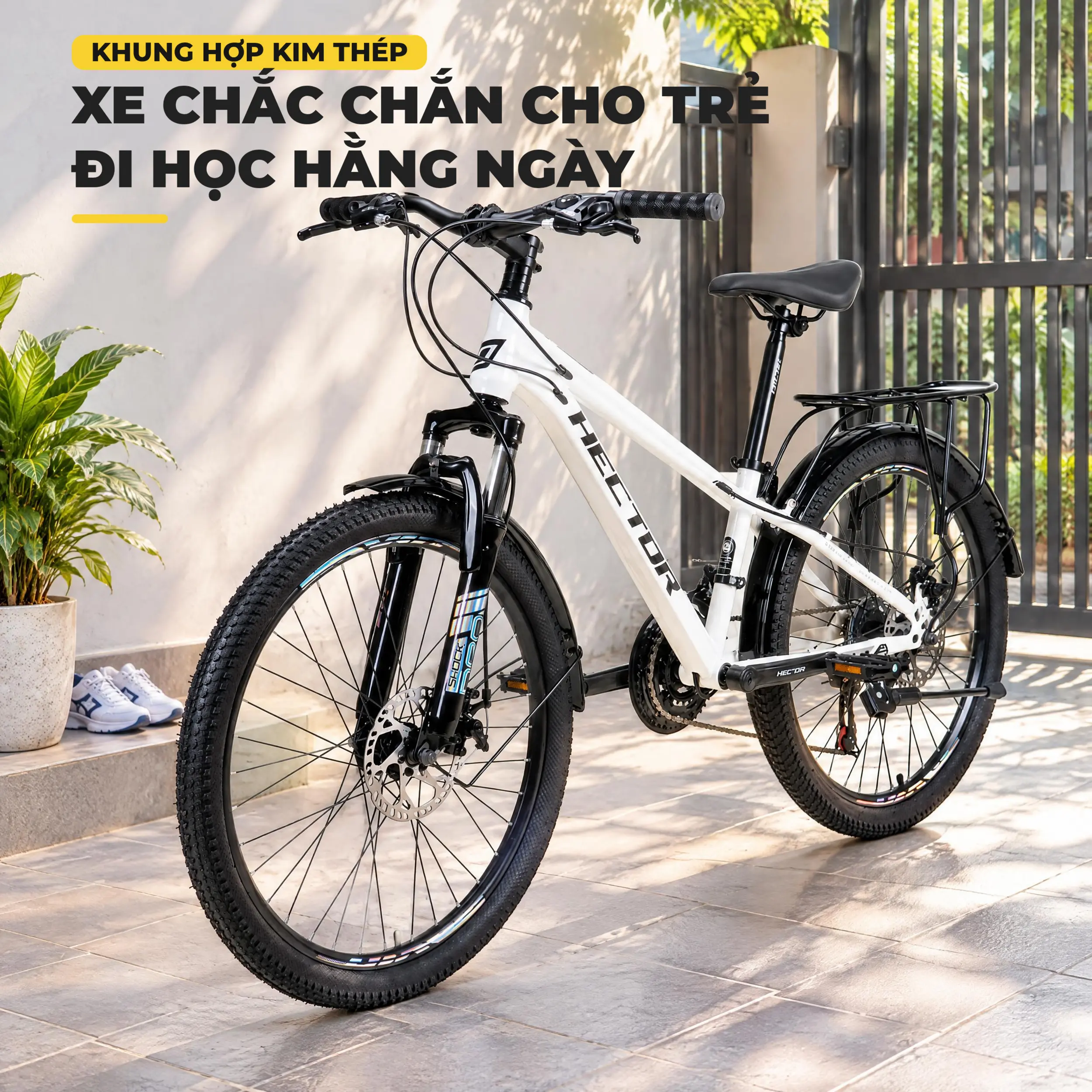 Xe Đạp Địa Hình HECTOR RIDER 1B 24 INCH Trắng Màu Trắng