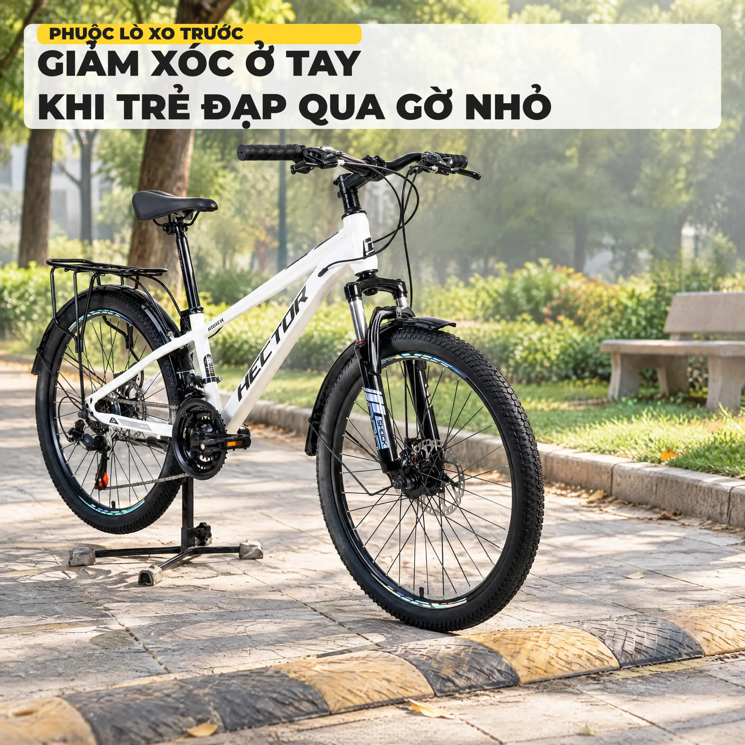 Xe Đạp Địa Hình HECTOR RIDER 1B 24 INCH Trắng Màu Trắng