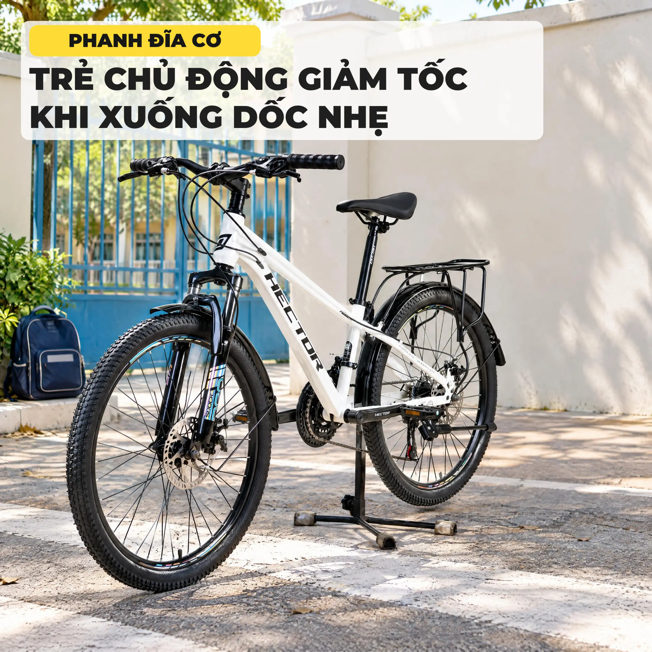 Xe Đạp Địa Hình HECTOR RIDER 1B 24 INCH Trắng Màu Trắng