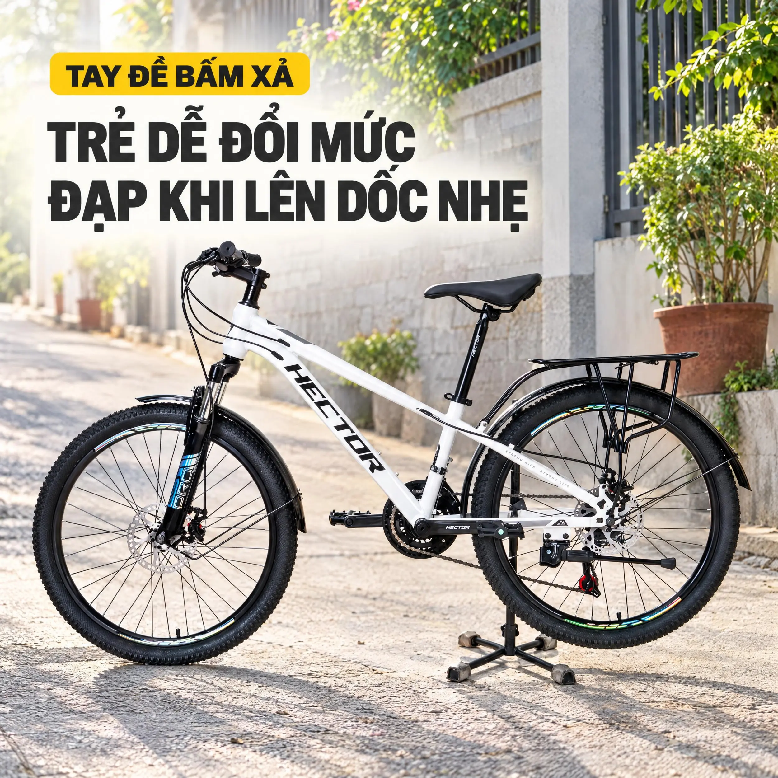 Xe Đạp Địa Hình HECTOR RIDER 1B 24 INCH Trắng Màu Trắng