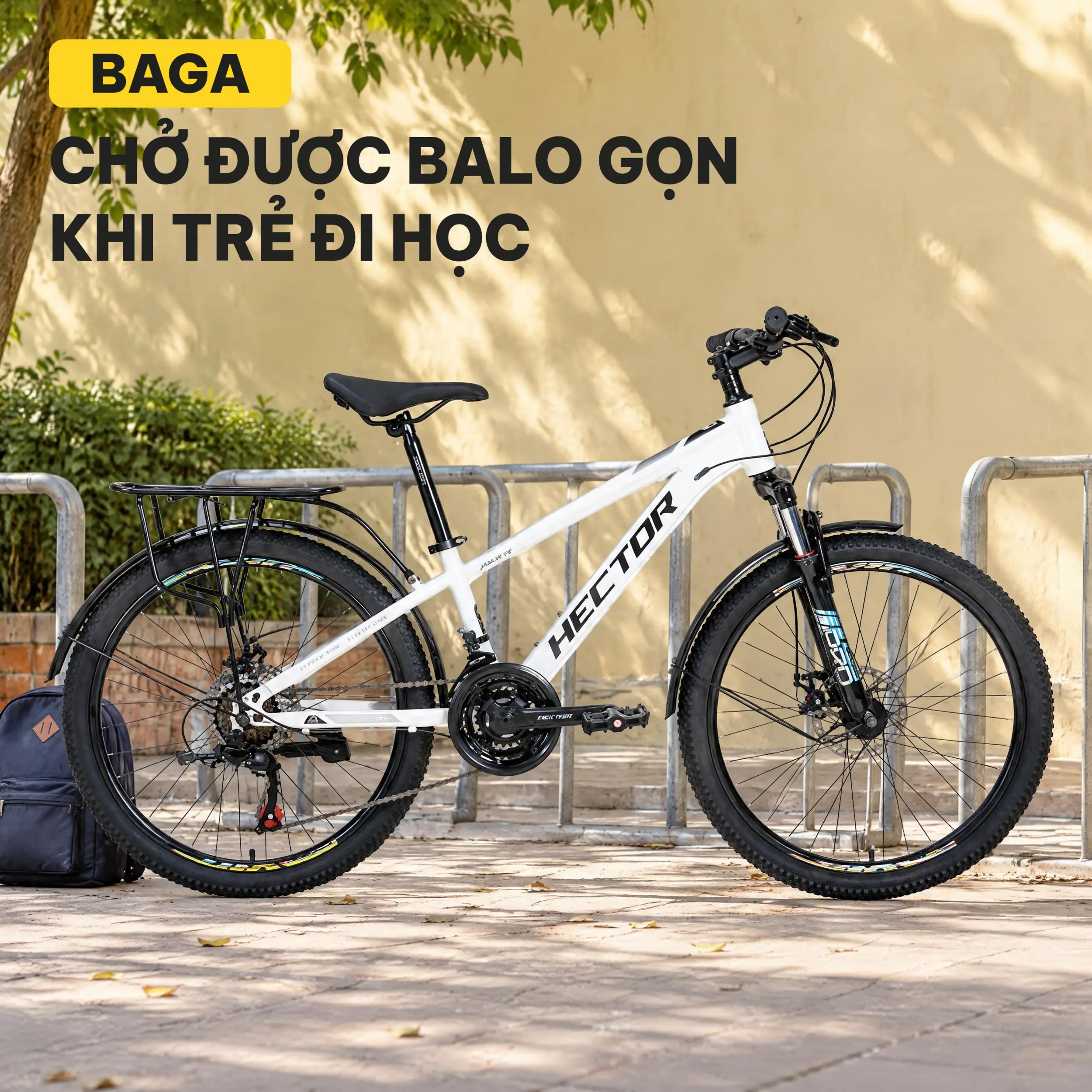Xe Đạp Địa Hình HECTOR RIDER 1B 24 INCH Trắng Màu Trắng