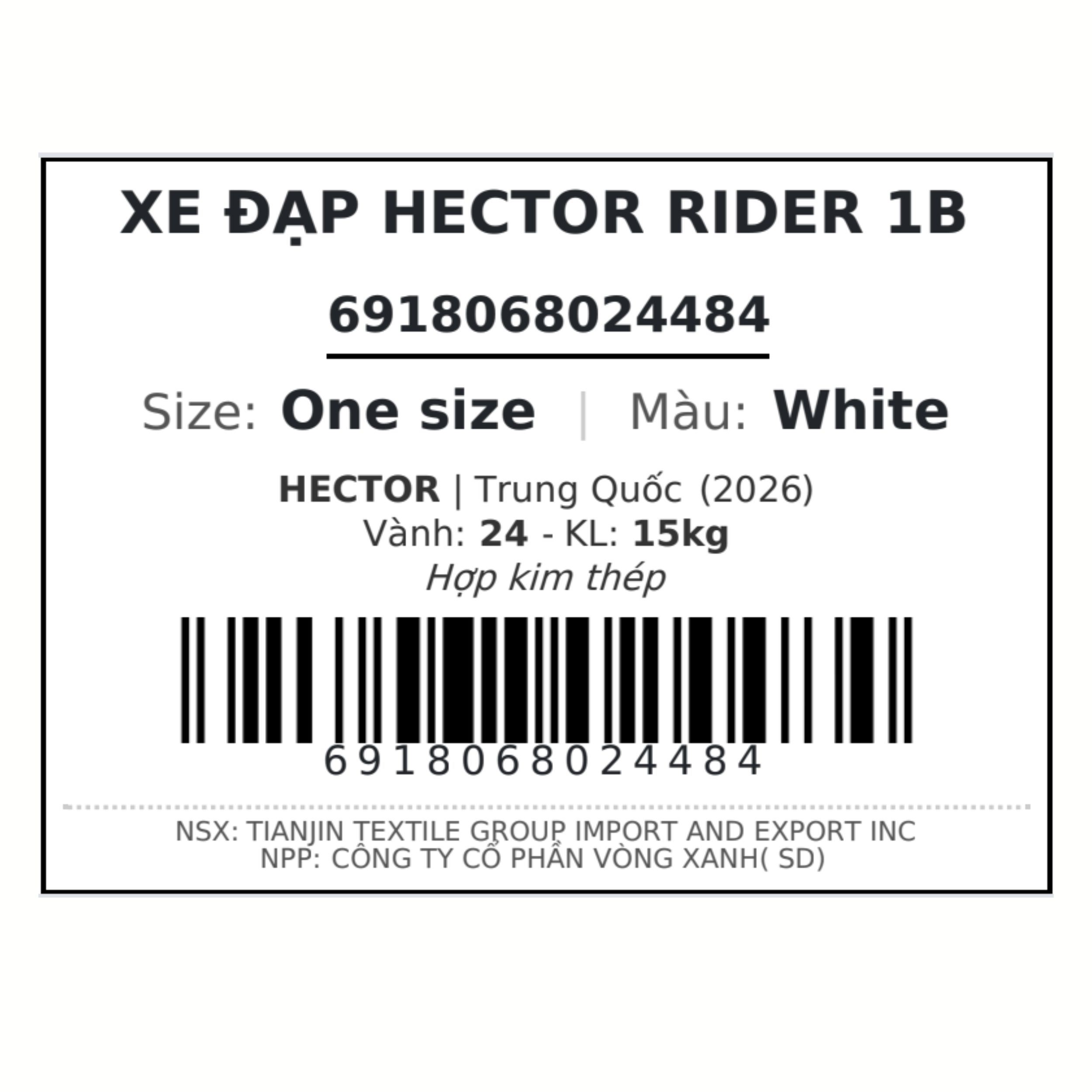 Xe Đạp Địa Hình HECTOR RIDER 1B 24 INCH Trắng Màu Trắng