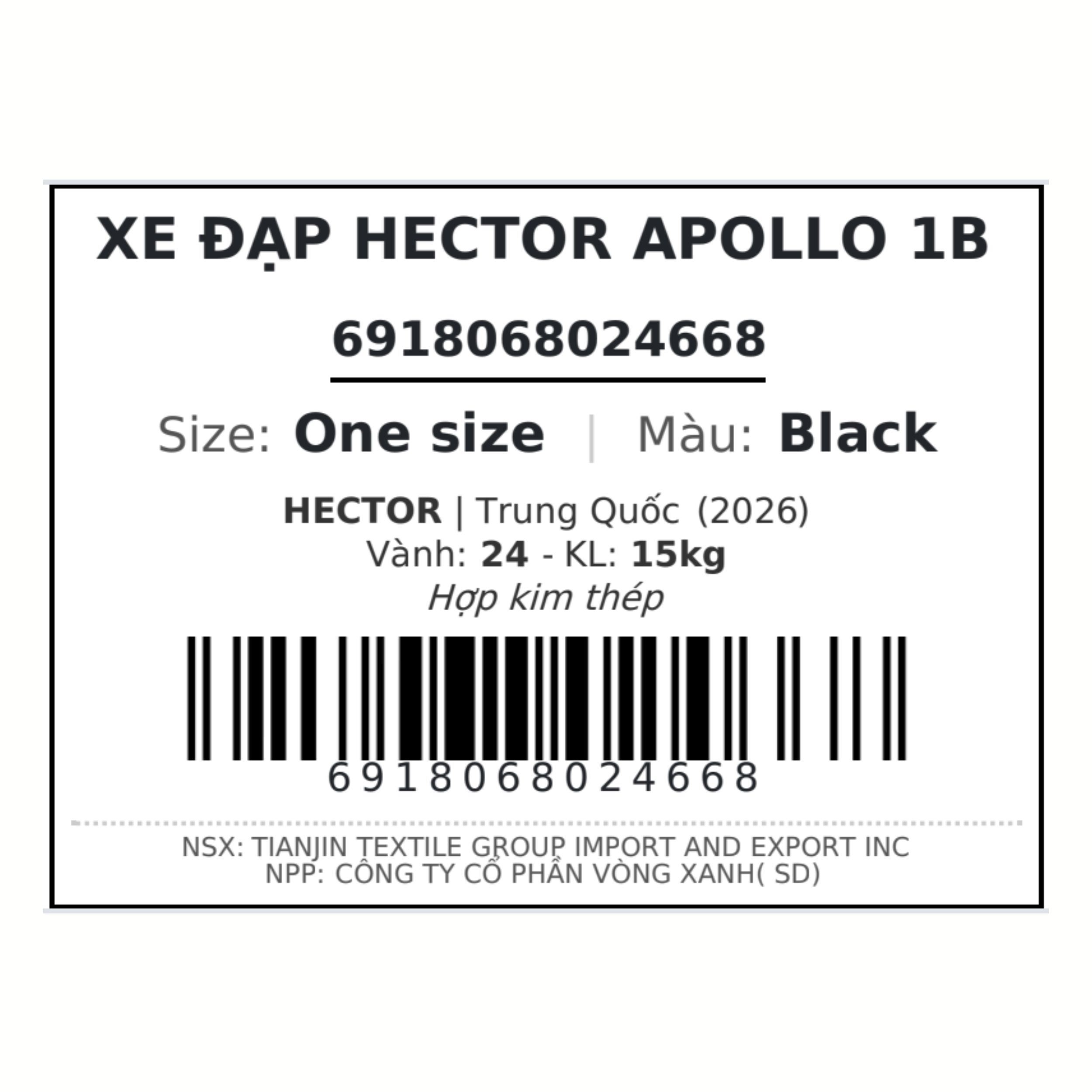 Xe Đạp Địa Hình HECTOR APOLLO 1B 24 INCH Đen - 5
