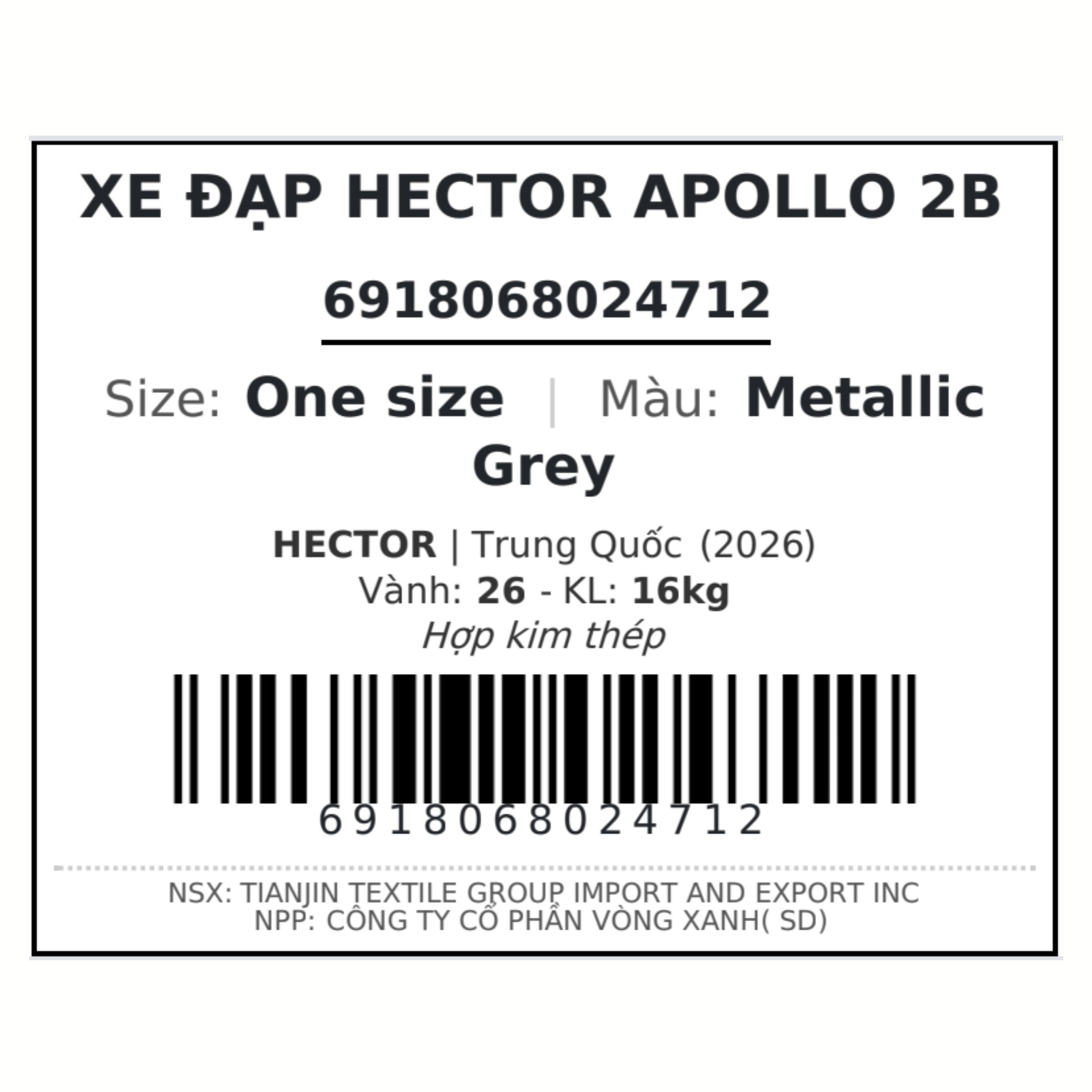 Xe Đạp Địa Hình HECTOR APOLLO 2B 26 INCH Xám - 4