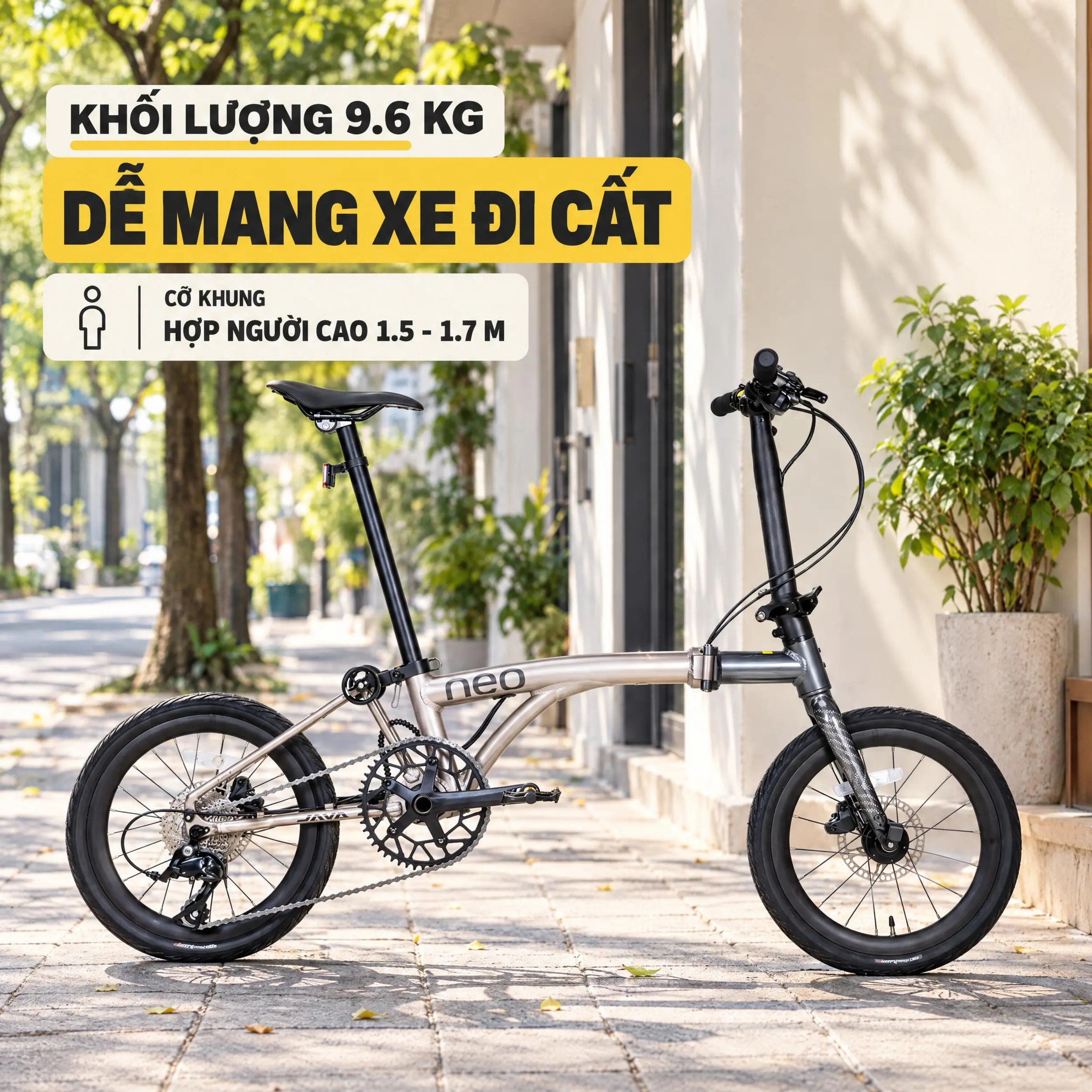 Xe Đạp Gấp JAVA NEO 9SE 16 INCH Titanium Màu Bạc