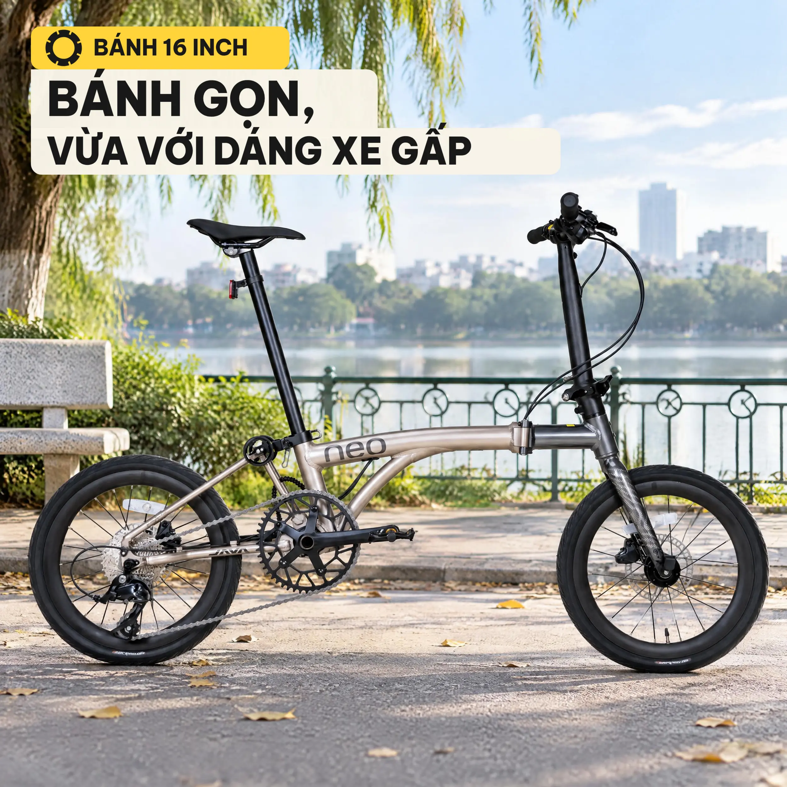 Xe Đạp Gấp JAVA NEO 9SE 16 INCH Titanium Màu Bạc