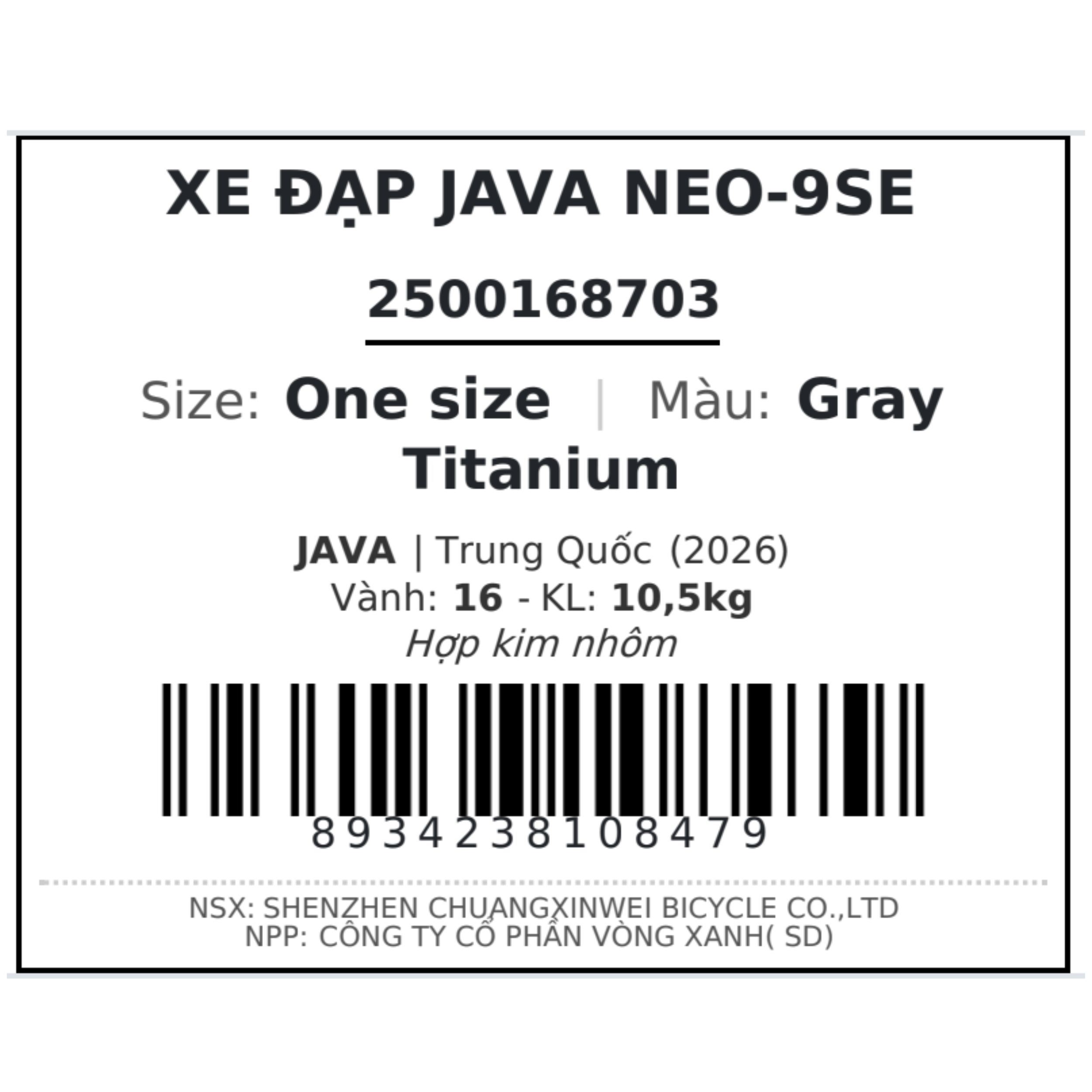Xe Đạp Gấp JAVA NEO 9SE 16 INCH Titanium Màu Bạc