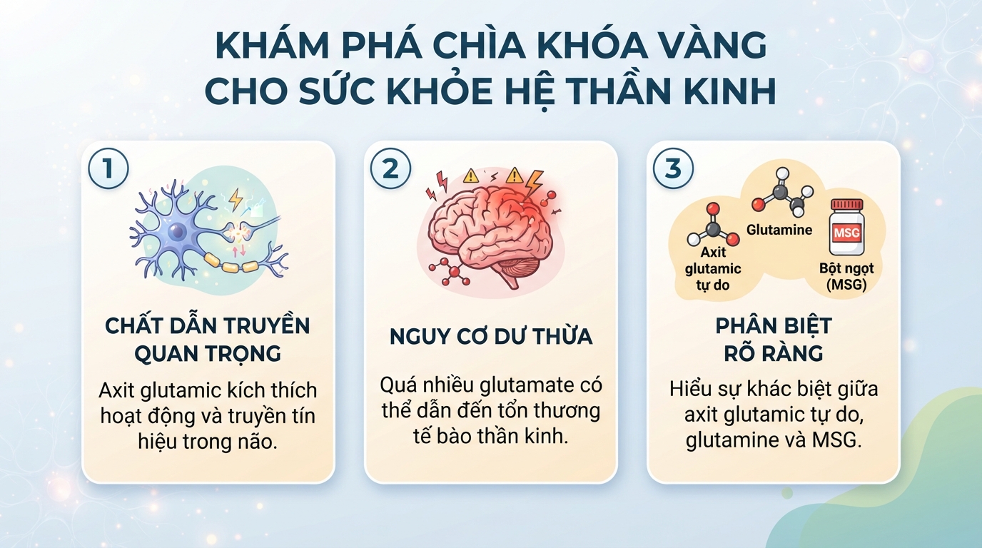 Axit glutamic là gì? Vai trò với hệ thần kinh và lưu ý khi bổ sung