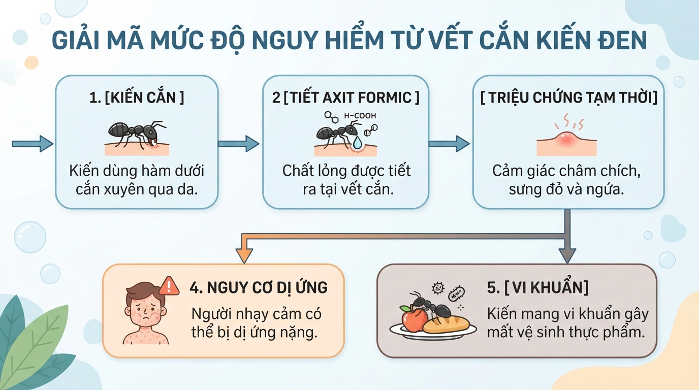 Kiến đen có độc không? Cách xử trí khi bị kiến đen cắn và mẹo đuổi kiến