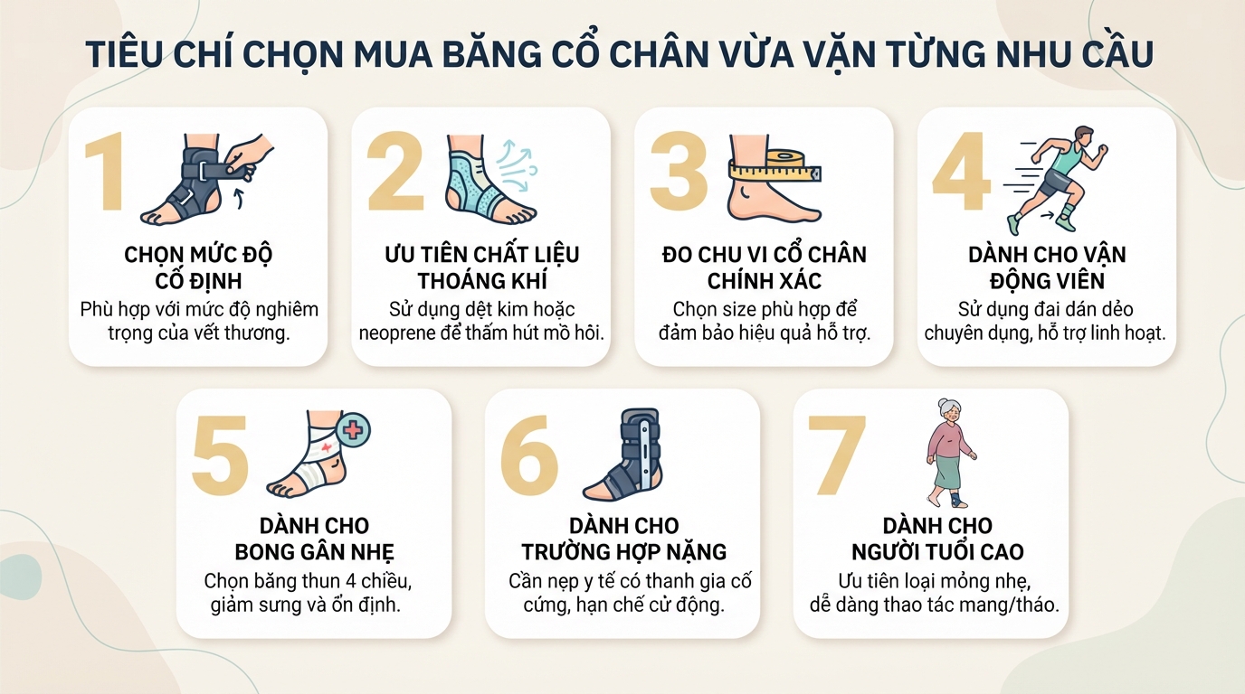 Băng cổ chân: Cách chọn, sử dụng và khi nào cần đi khám?