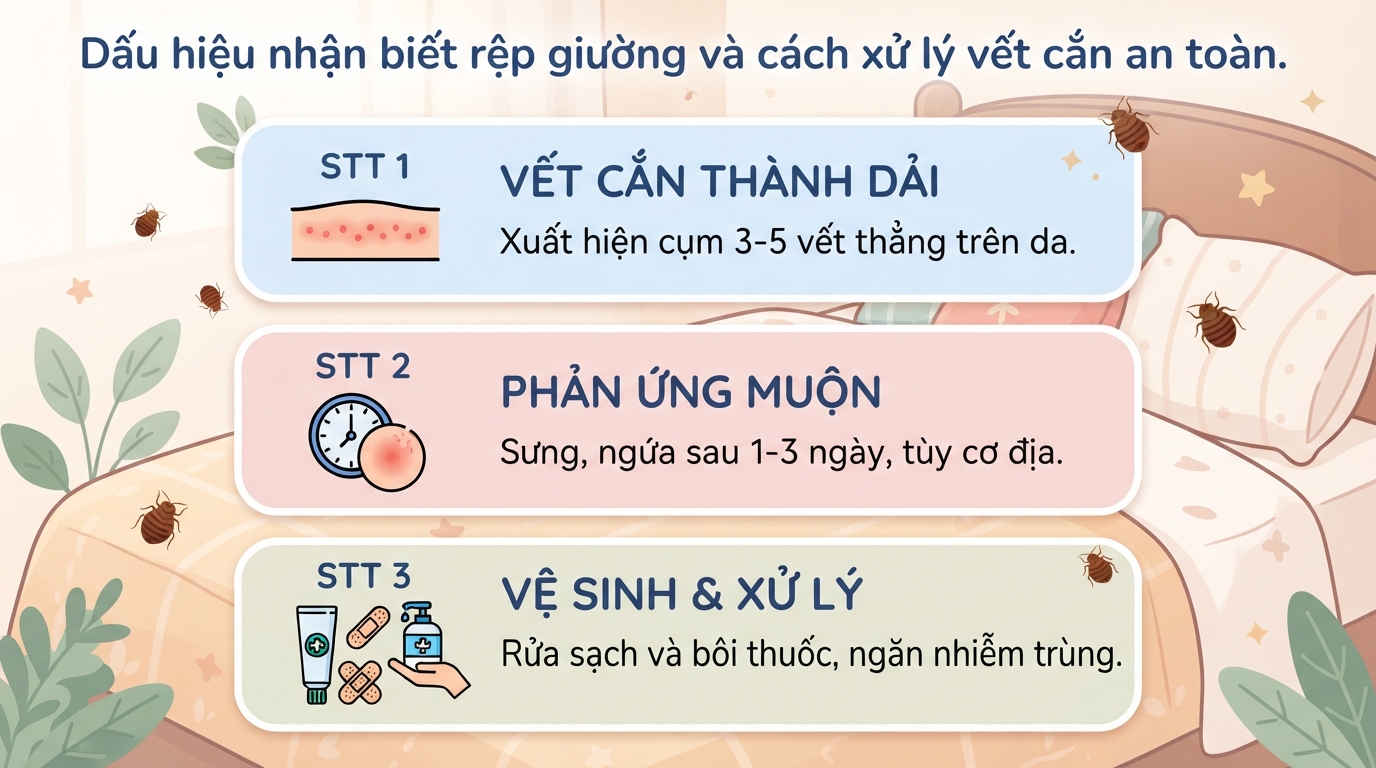 Con rệp giường: Dấu hiệu nhận biết vết cắn và cách xử lý đúng cách