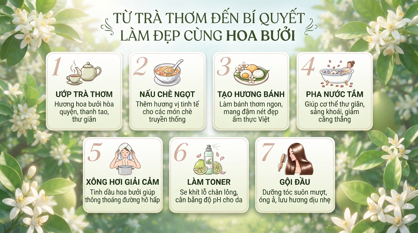 Hoa bưởi có tác dụng gì? Cách dùng và lưu ý khi sử dụng