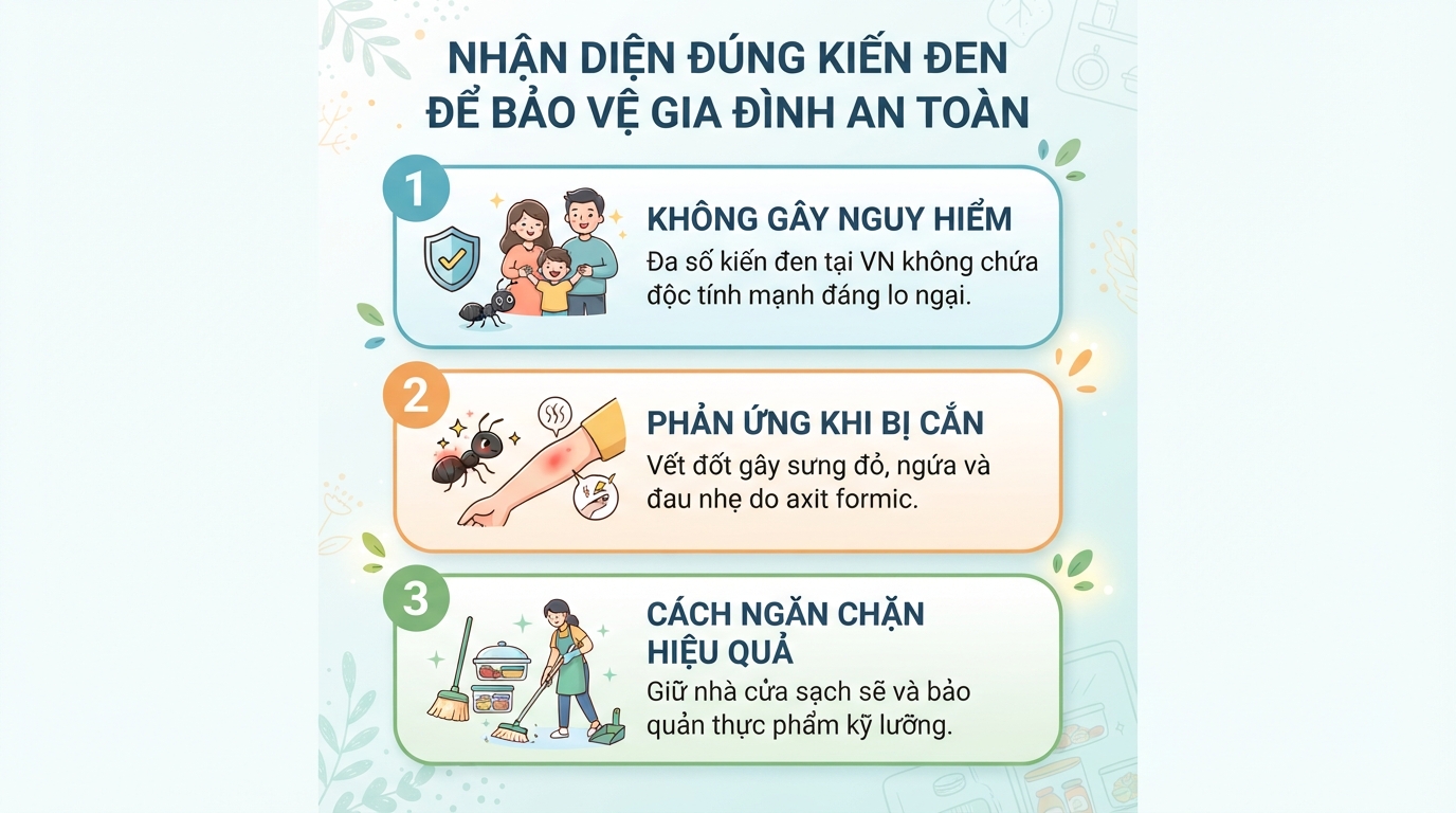 Kiến đen có độc không? Cách xử trí khi bị kiến đen cắn và mẹo đuổi kiến