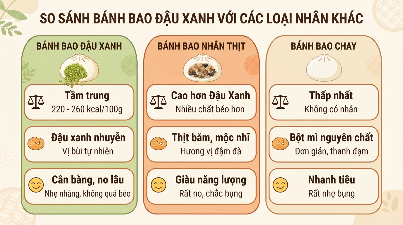 Bánh bao đậu xanh bao nhiêu calo? Mẹo ăn bánh bao không tăng cân